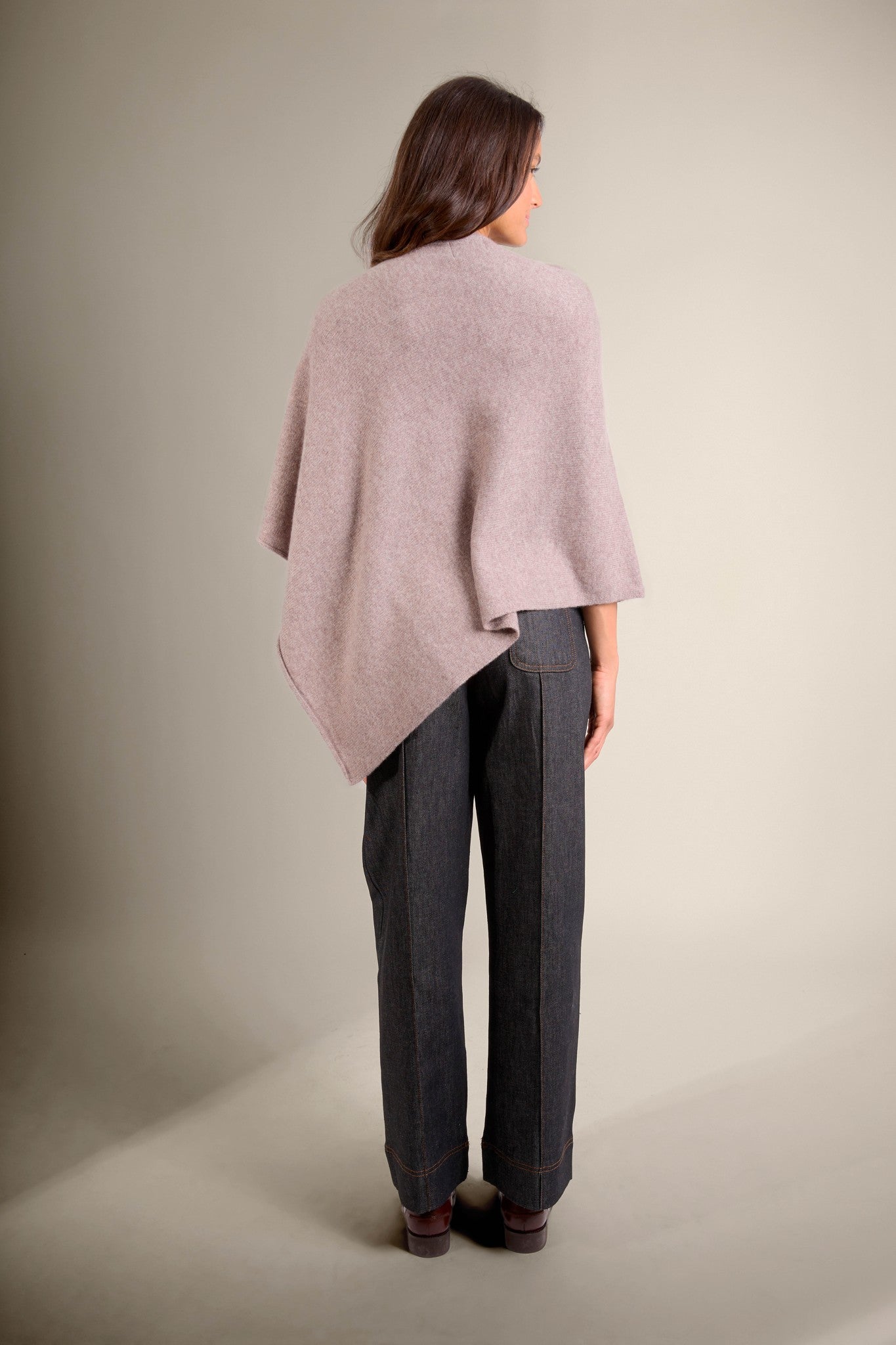 georgia poncho 4 fils caribou chiné 100% cachemire