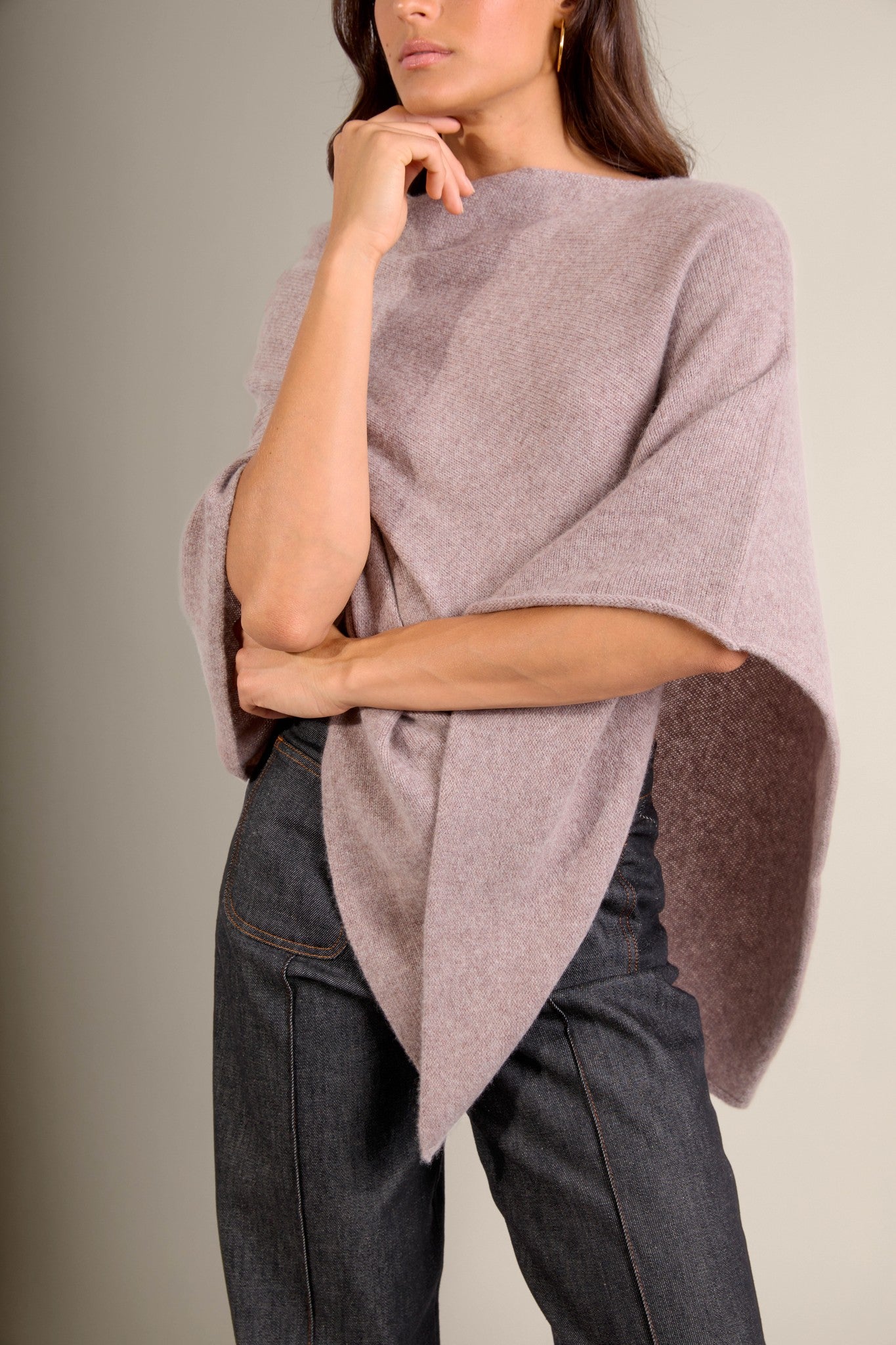 georgia poncho 4 fils caribou chiné 100% cachemire