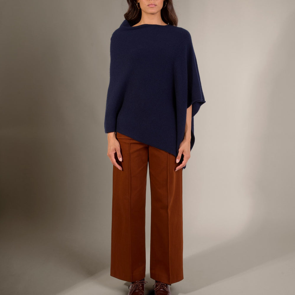 georgia poncho 4 fils navy 100% cachemire