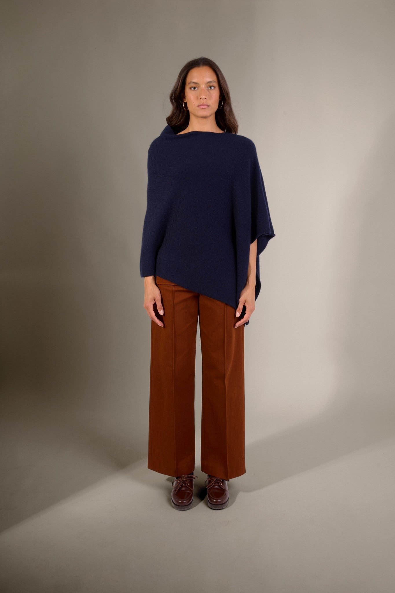 georgia poncho 4 fils navy 100% cachemire