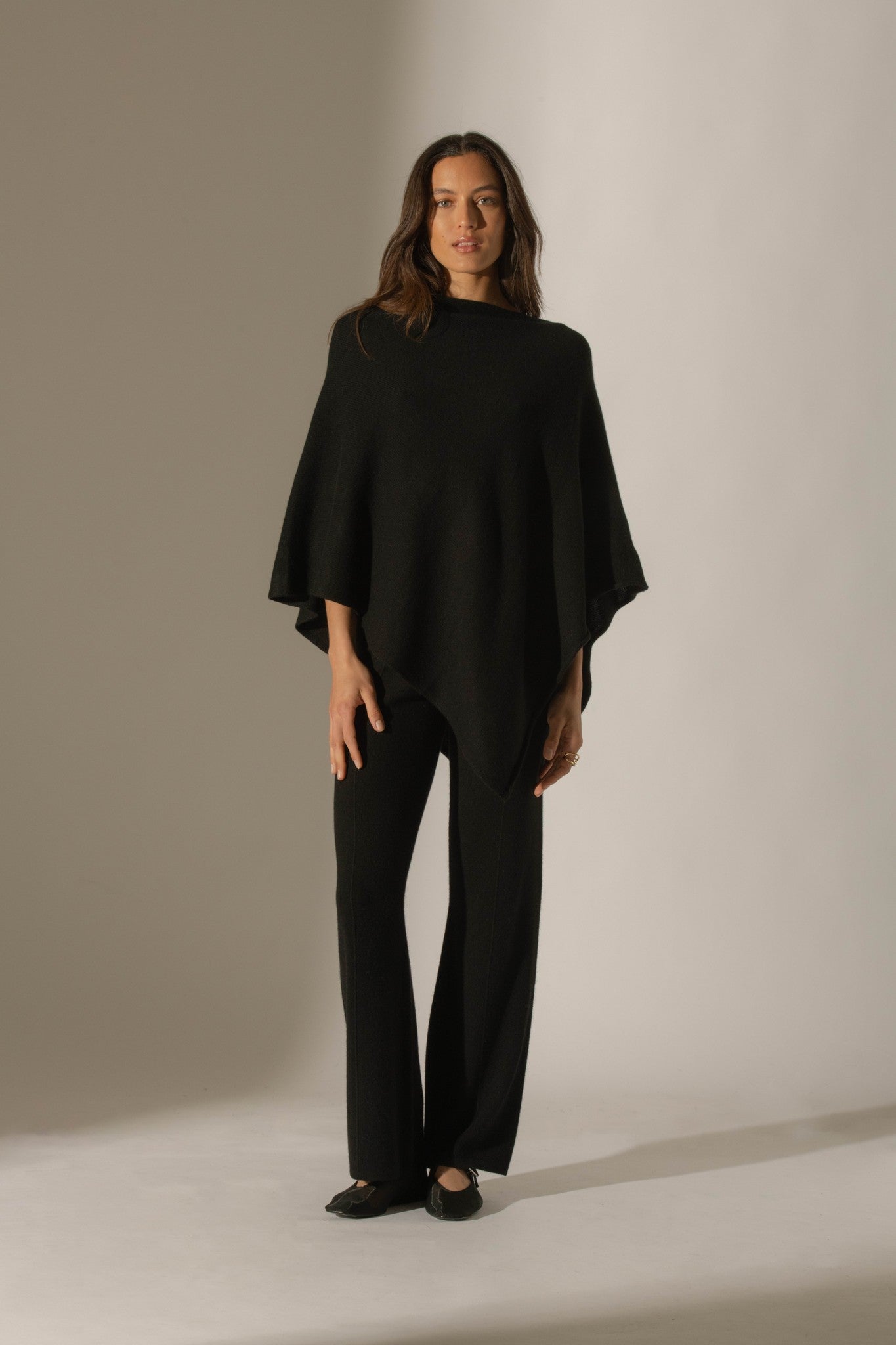 georgia poncho 4 fils noir 100% cachemire