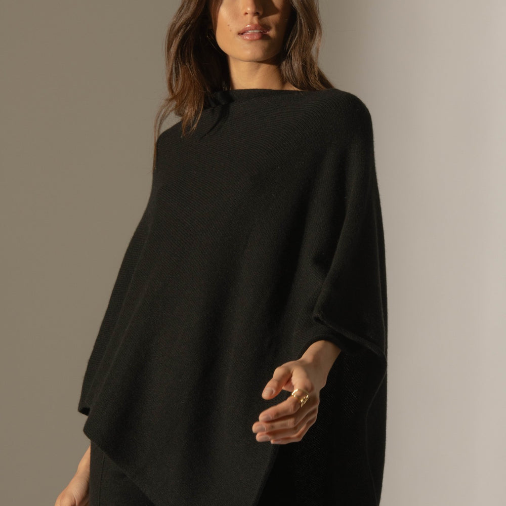 georgia poncho 4 fils noir 100% cachemire