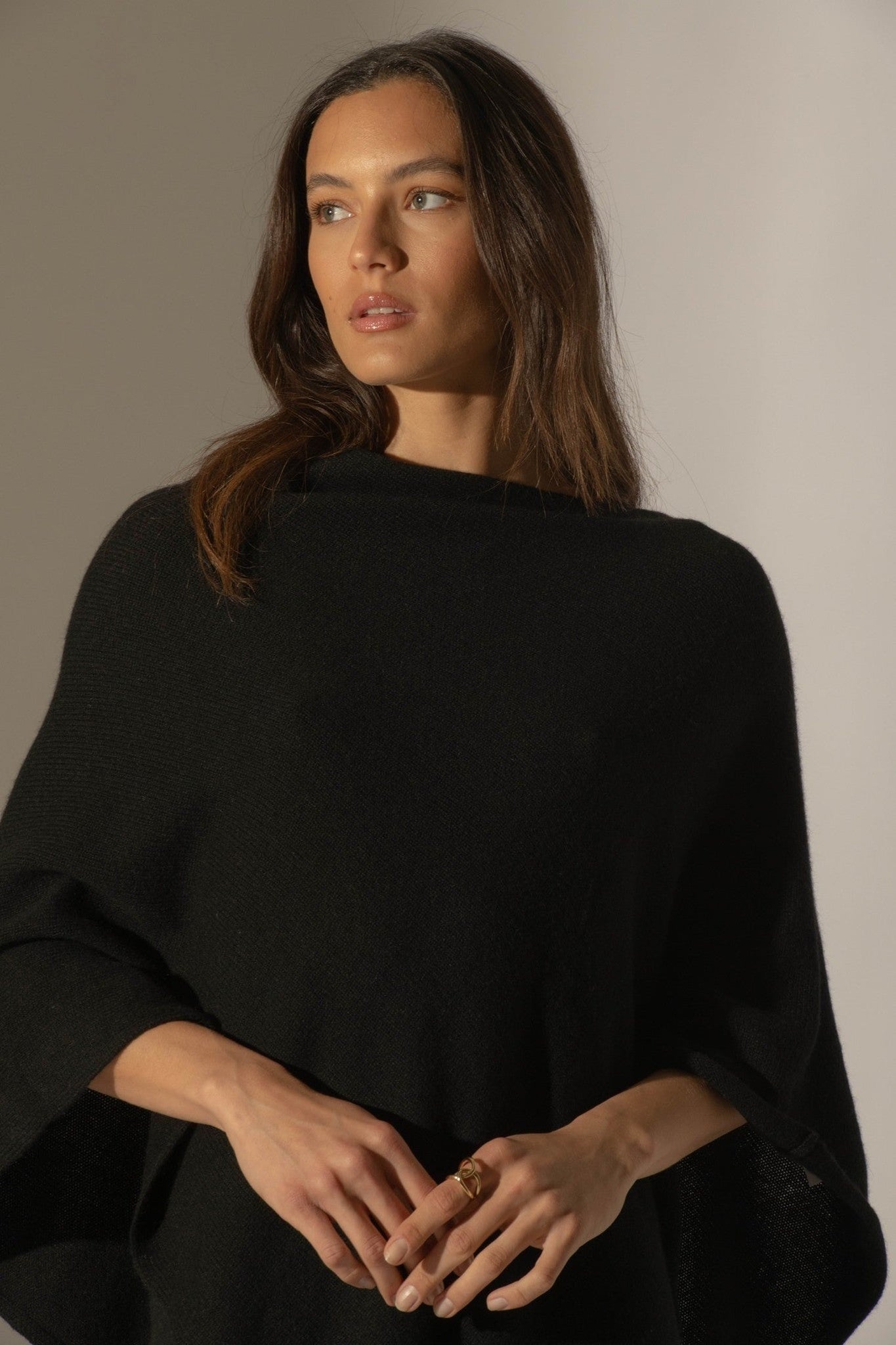 georgia poncho 4 fils noir 100% cachemire