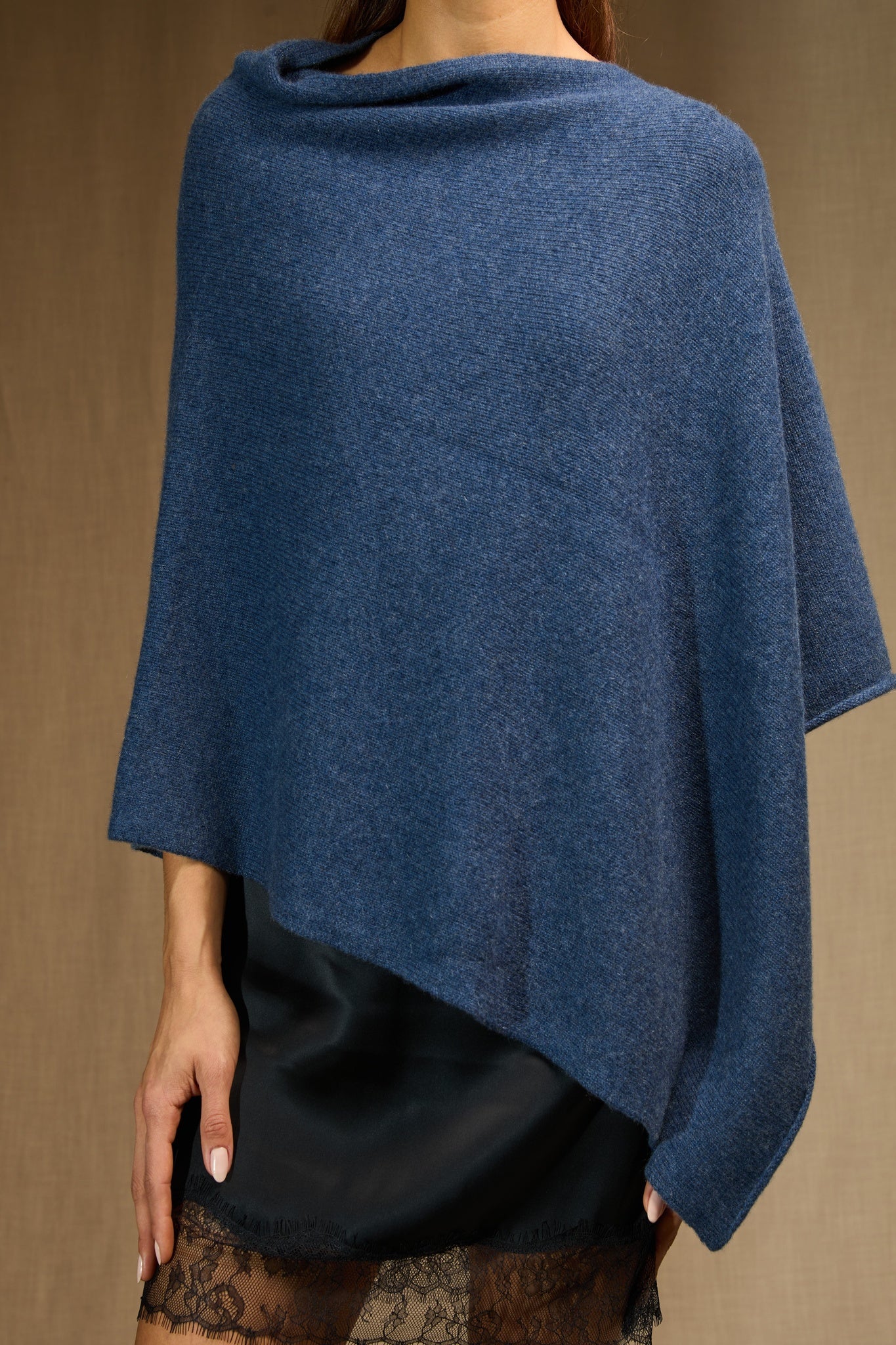 georgia poncho 4 fils ocean chiné 100% cachemire