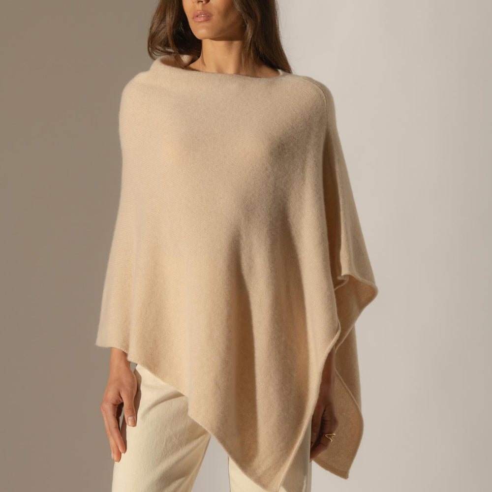 GEORGIA poncho 4 fils sable 100% cachemire