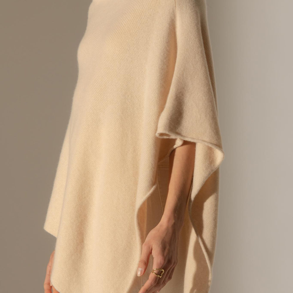 GEORGIA poncho 4 fils sable 100% cachemire