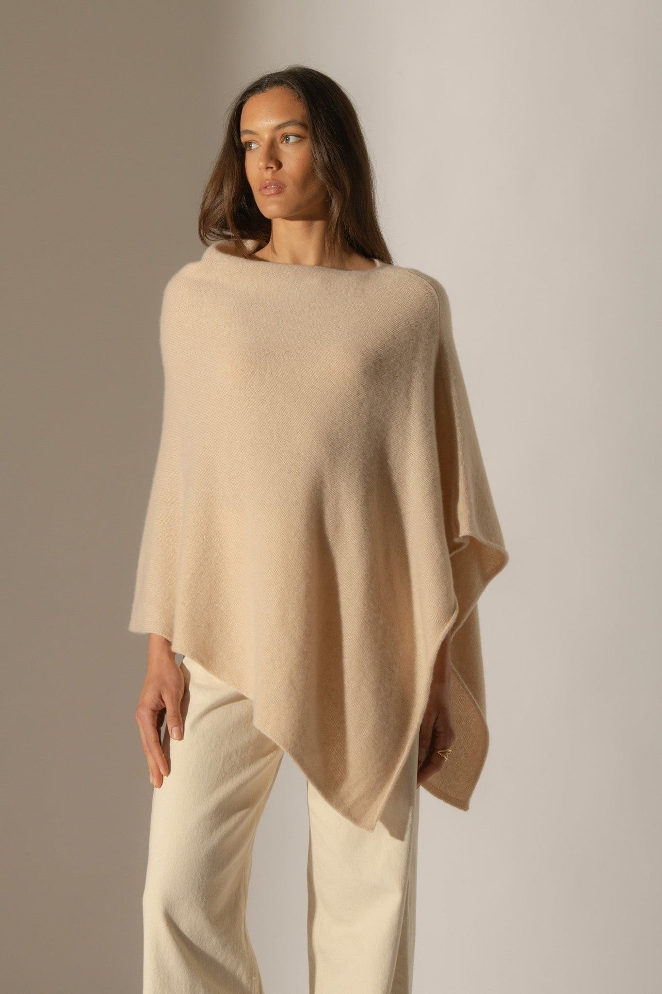 georgia poncho 4 fils sable 100% cachemire