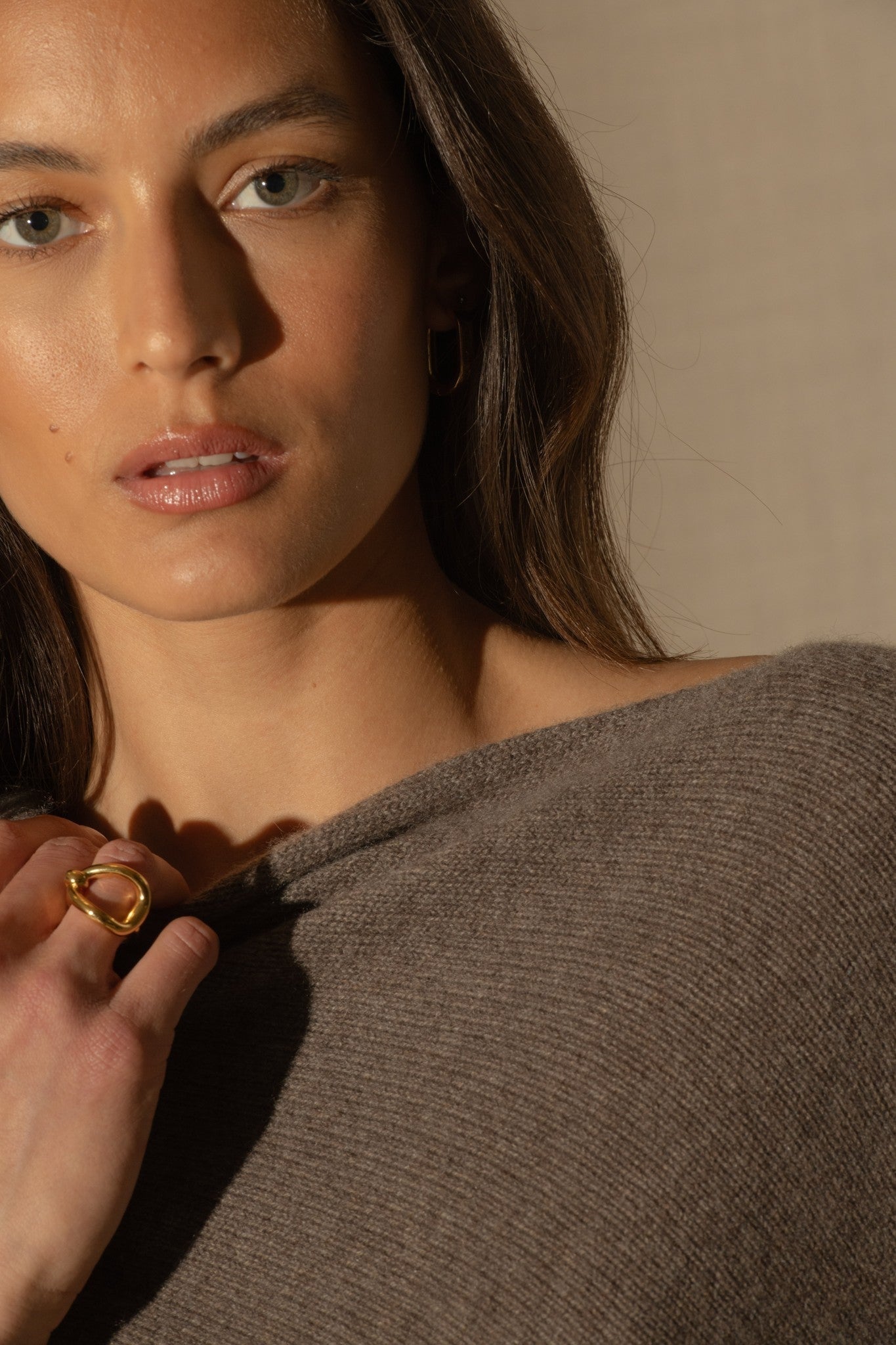 georgia poncho 4 fils taupe chiné 100% cachemire