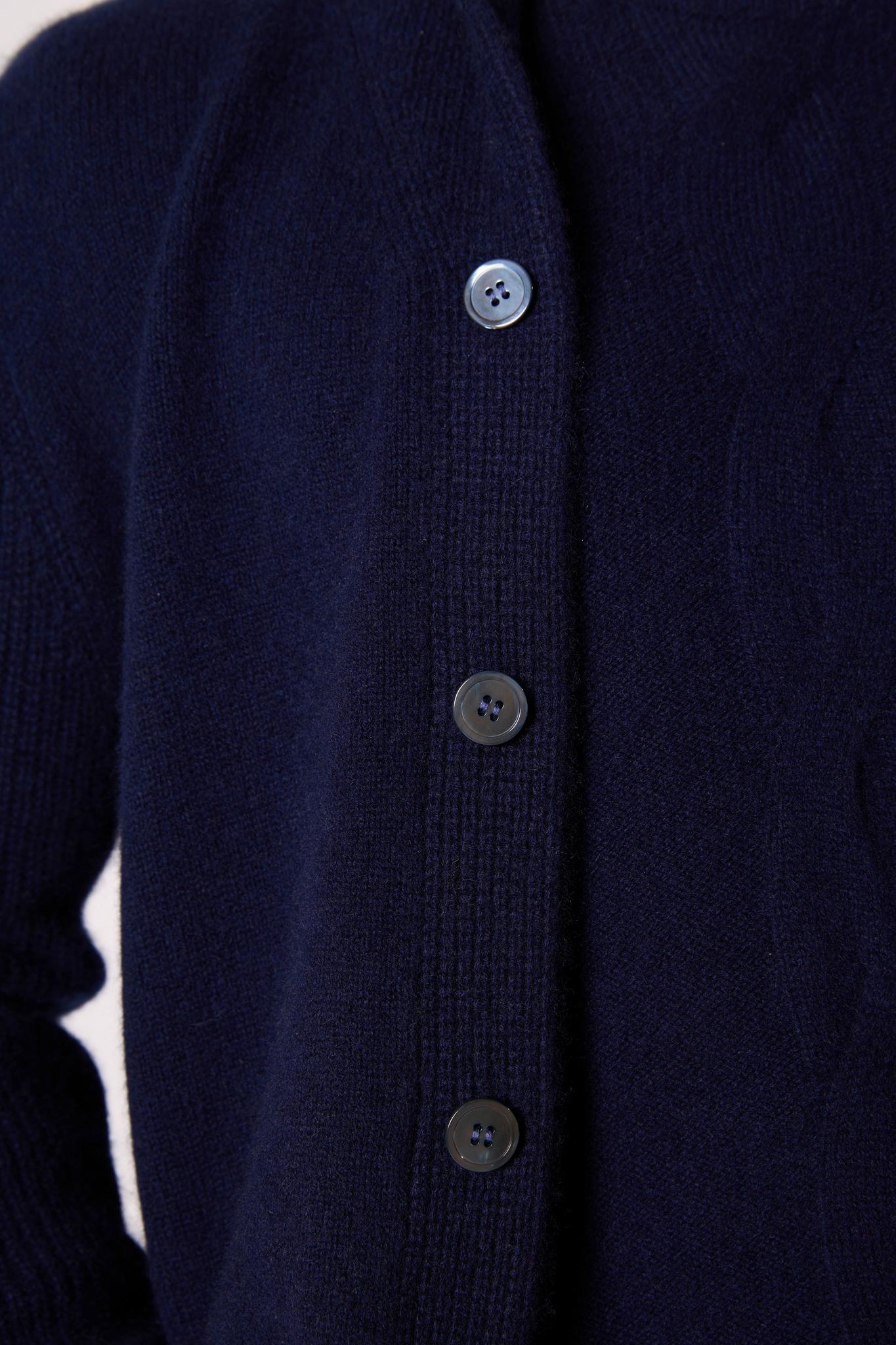 GILMOUR veste boutonnée col châle 4 fils navy 100% cachemire