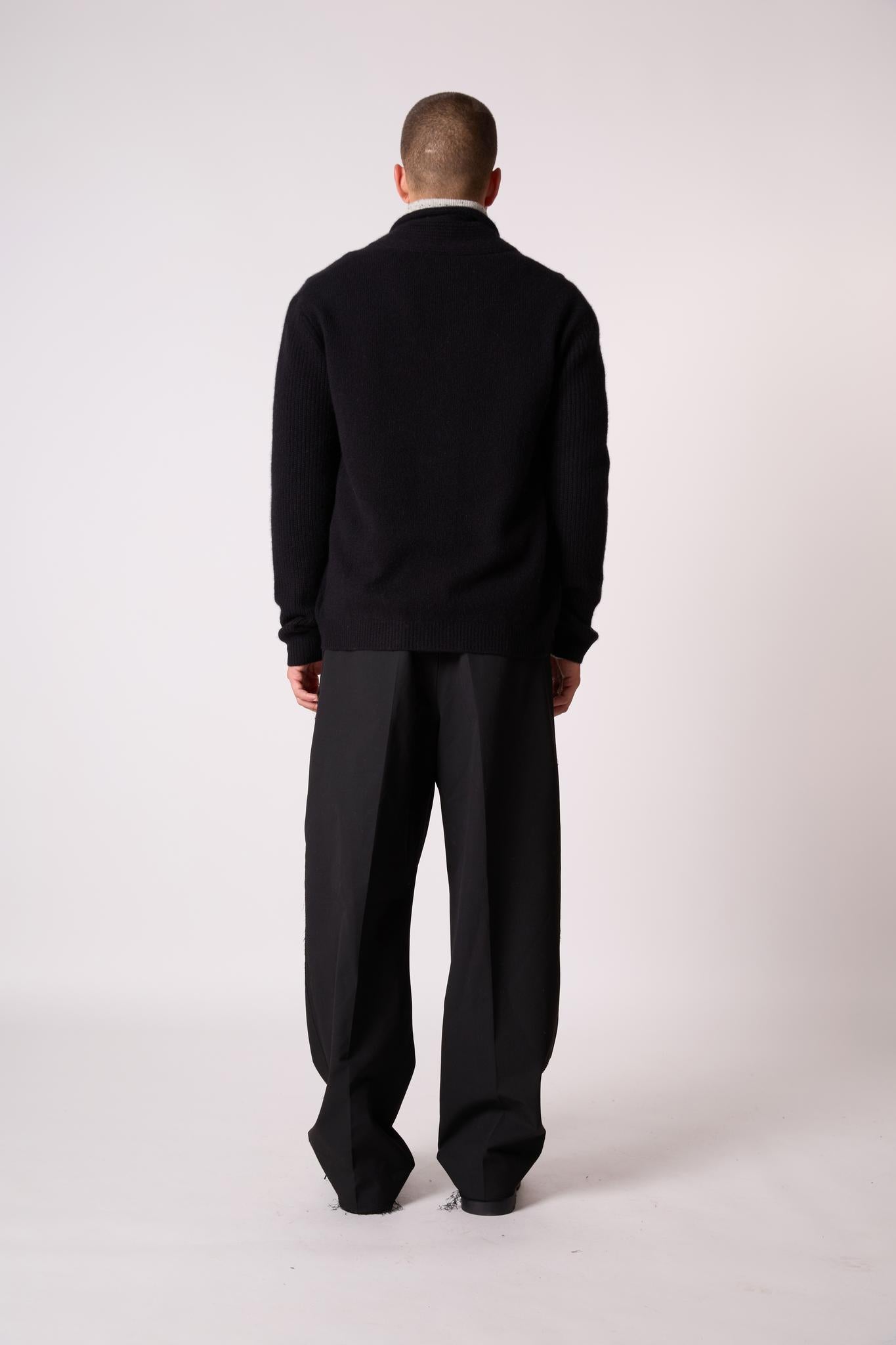 GILMOUR veste boutonnée col châle 4 fils noir 100% cachemire