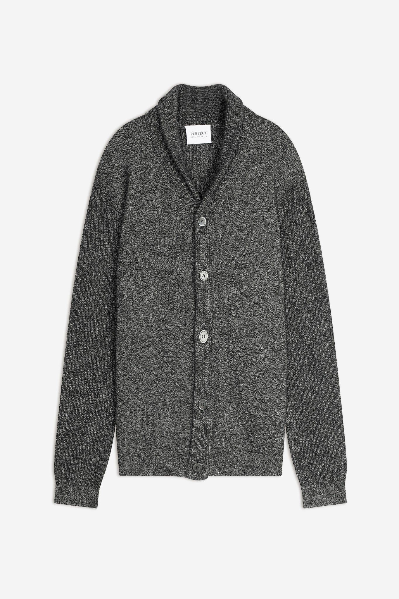 gilmour veste boutonnée col châle 4 fils noir/blanc 100% cachemire