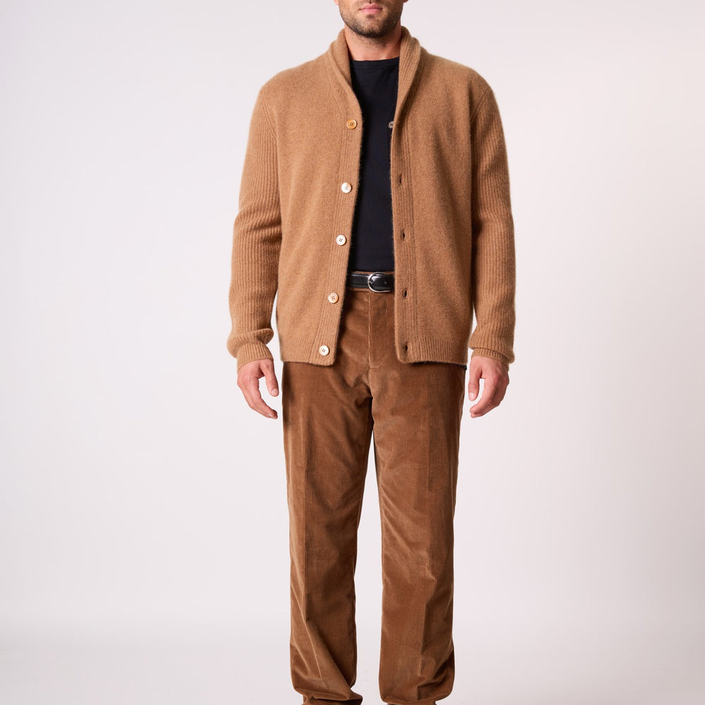 gilmour veste boutonnée col châle 4 fils noisette 100% cachemire