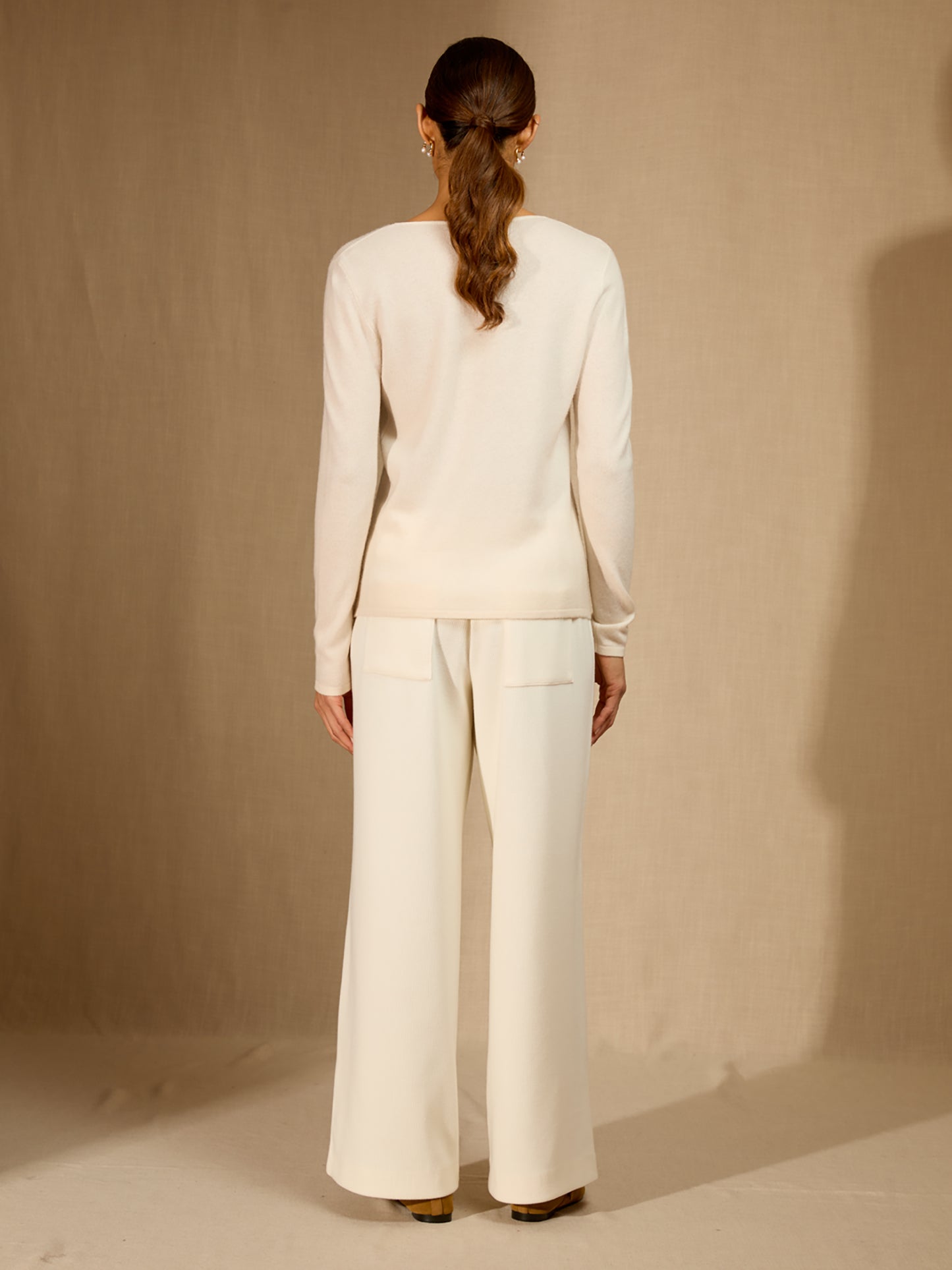 GOLSPIE pull col v ivoire 100% cachemire