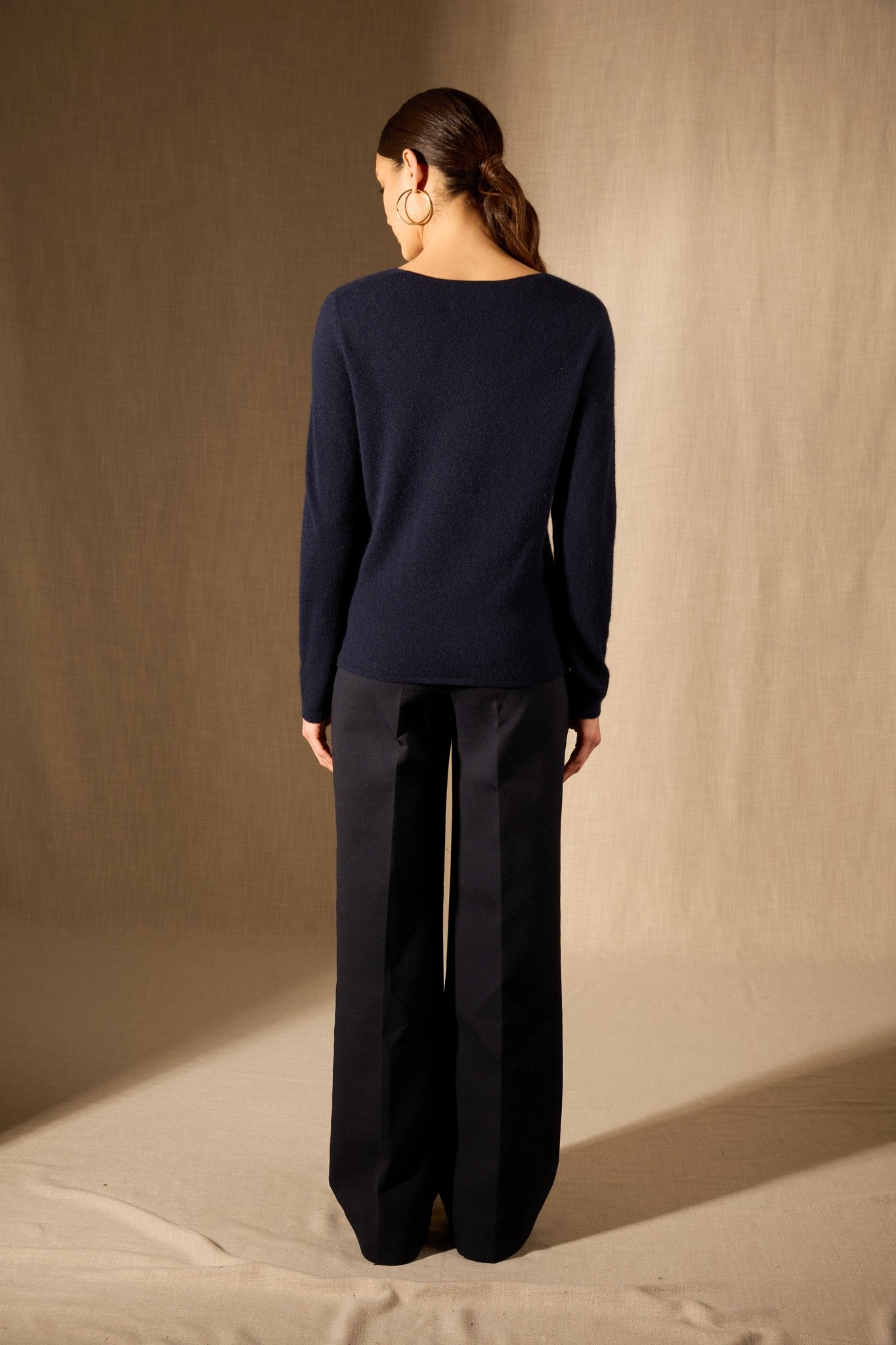 golspie pull col v navy 100% cachemire