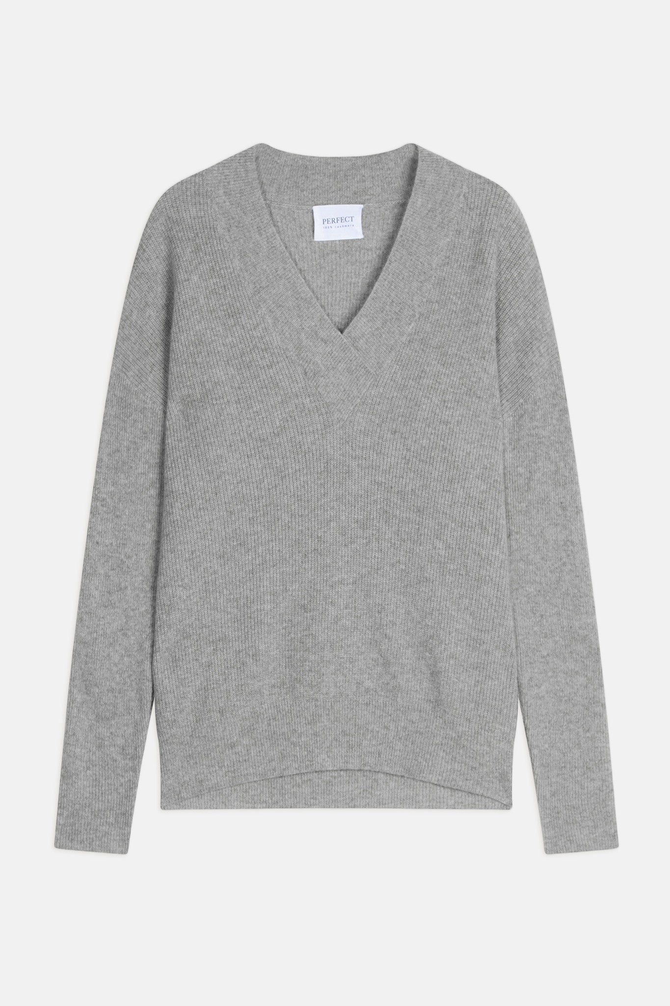grainne pull col v croisé gris souris chiné 100% cachemire