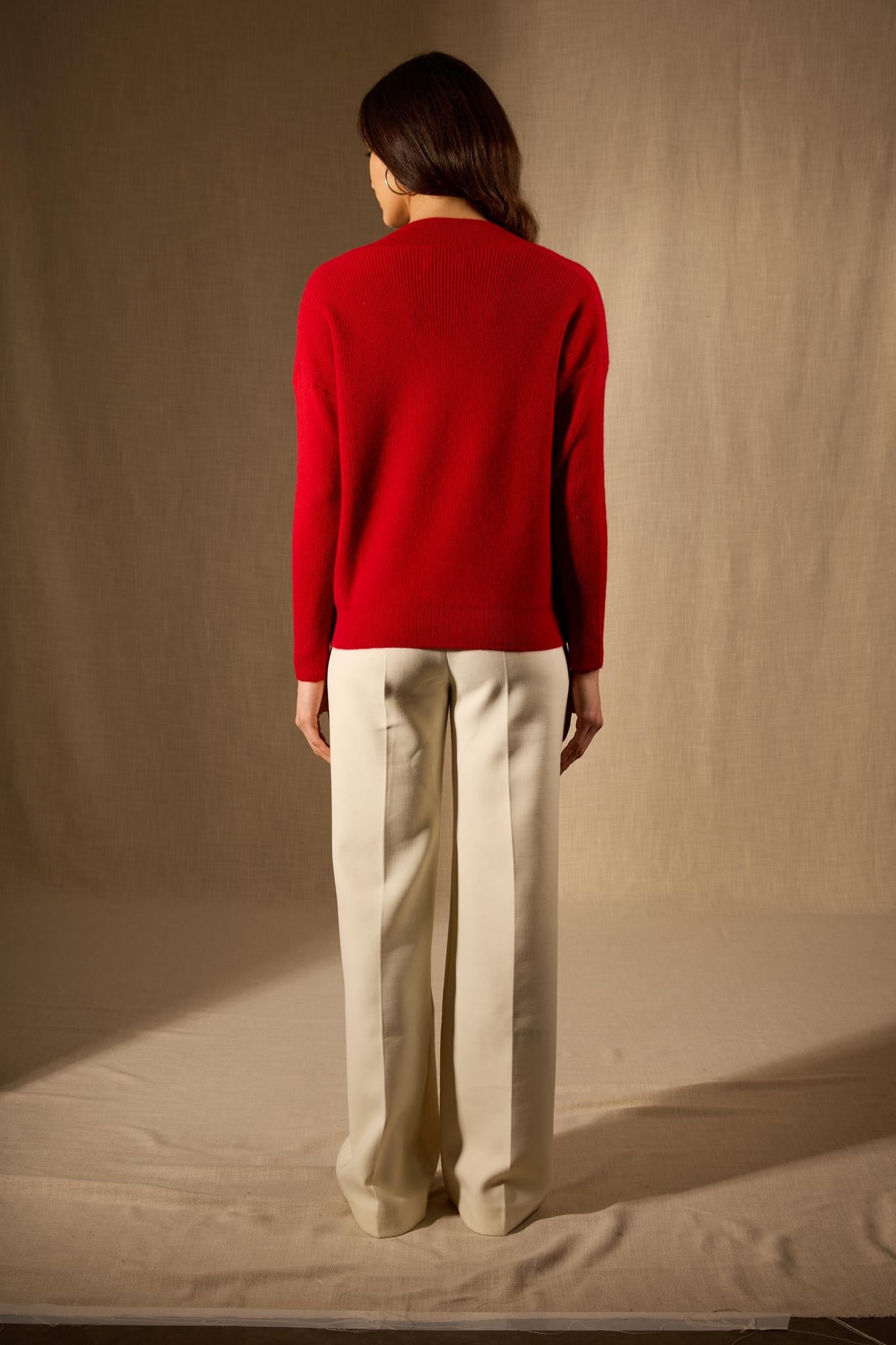 GRAINNE pull col v croisé rouge 100% cachemire