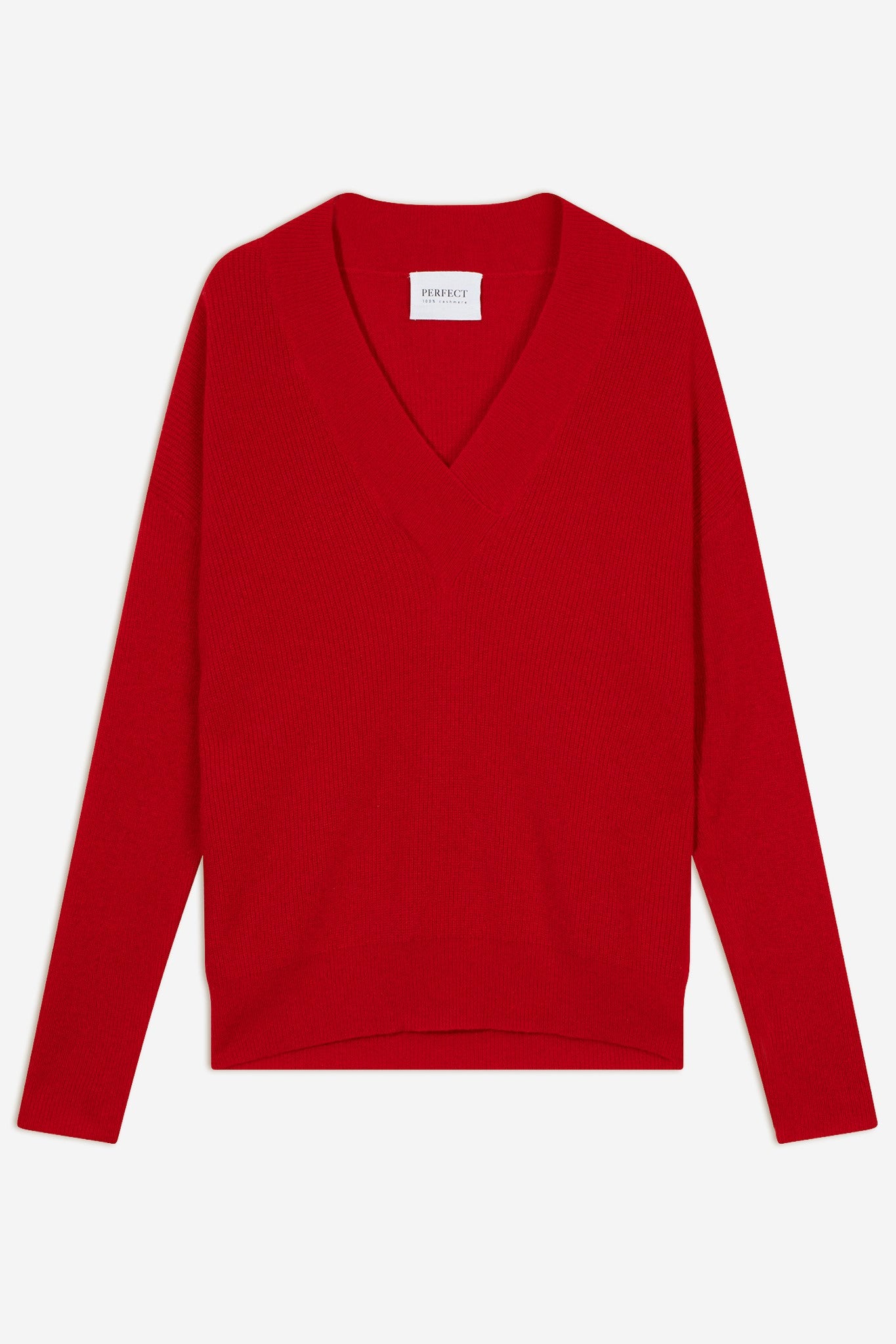 grainne pull col v croisé rouge 100% cachemire