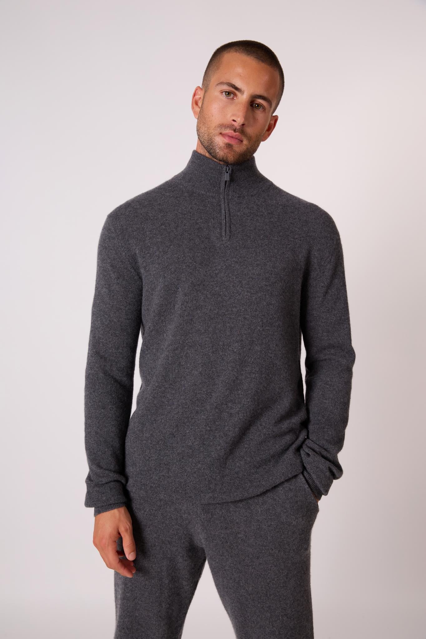 GREG pull camionneur anthracite chiné 100% cachemire