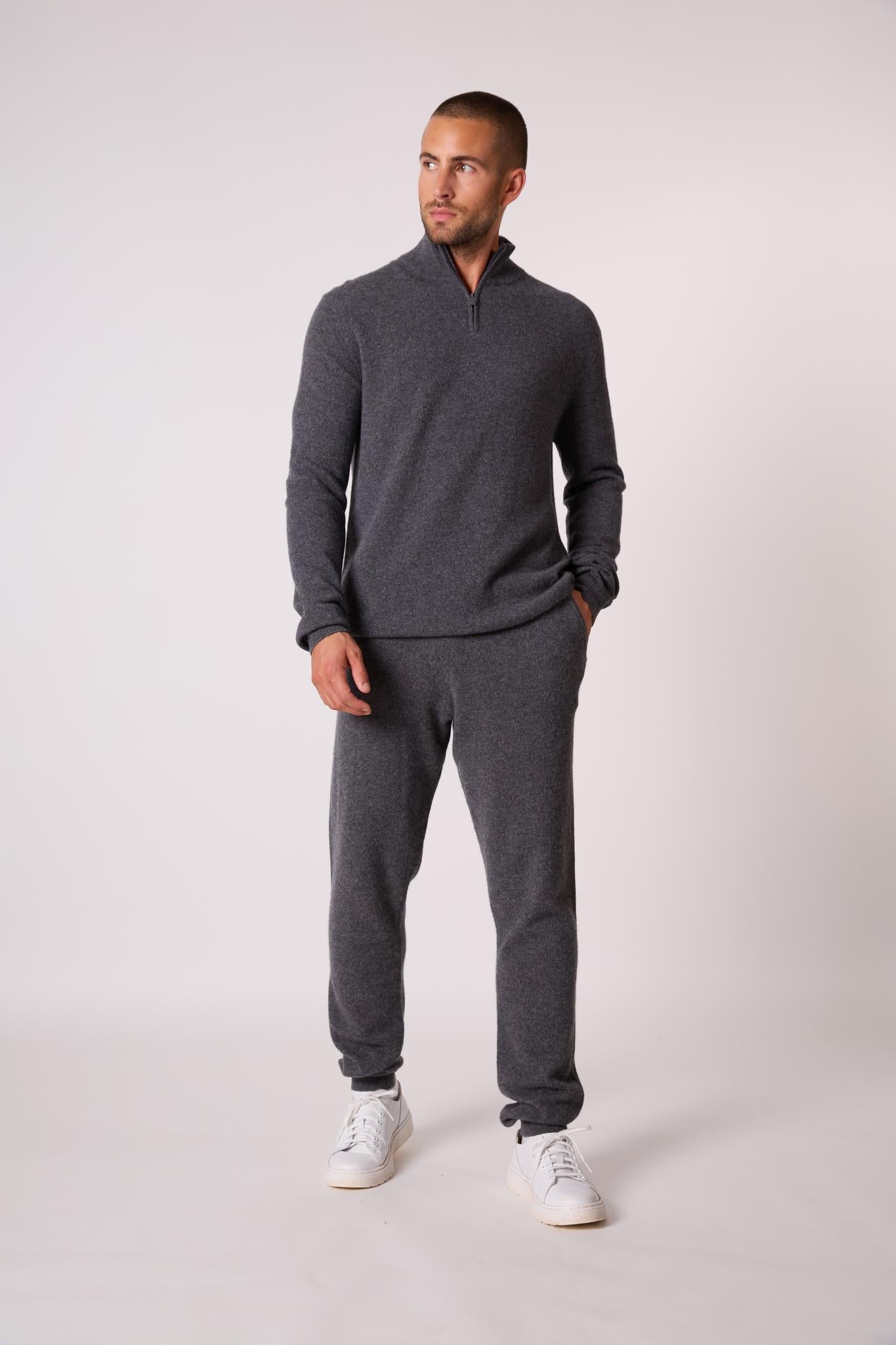 GREG pull camionneur anthracite chiné 100% cachemire