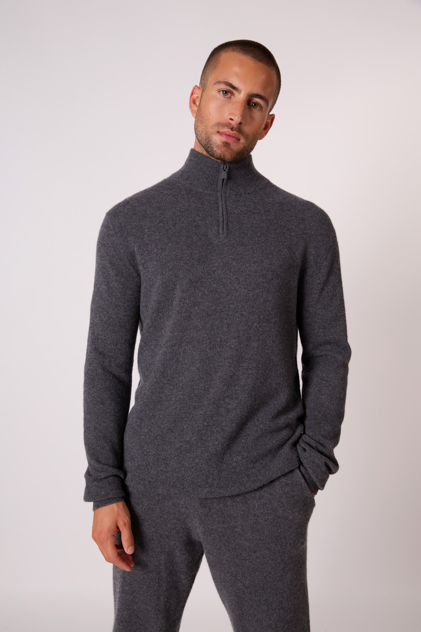 greg pull camionneur anthracite chiné 100% cachemire