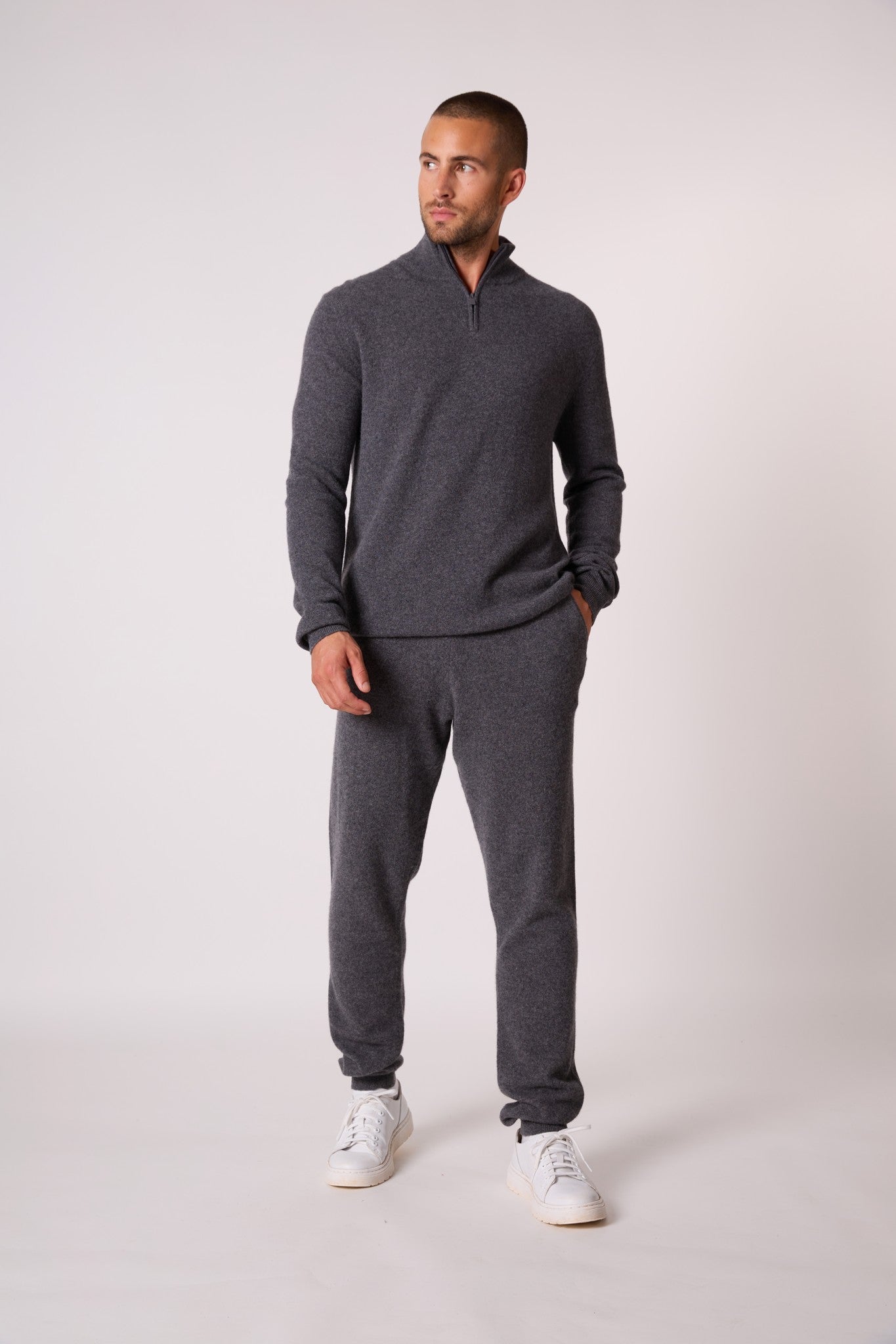 greg pull camionneur anthracite chiné 100% cachemire