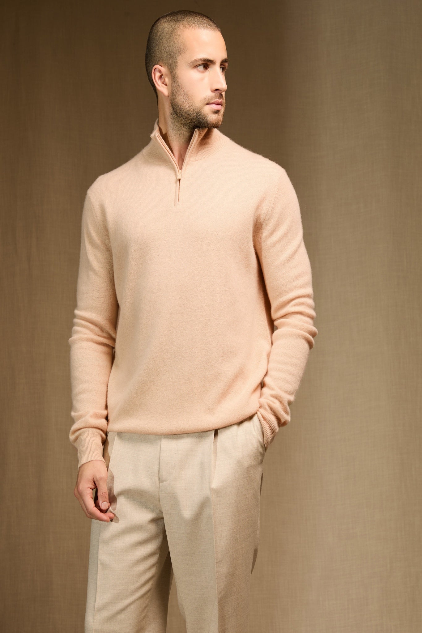 greg pull camionneur beige 100% cachemire