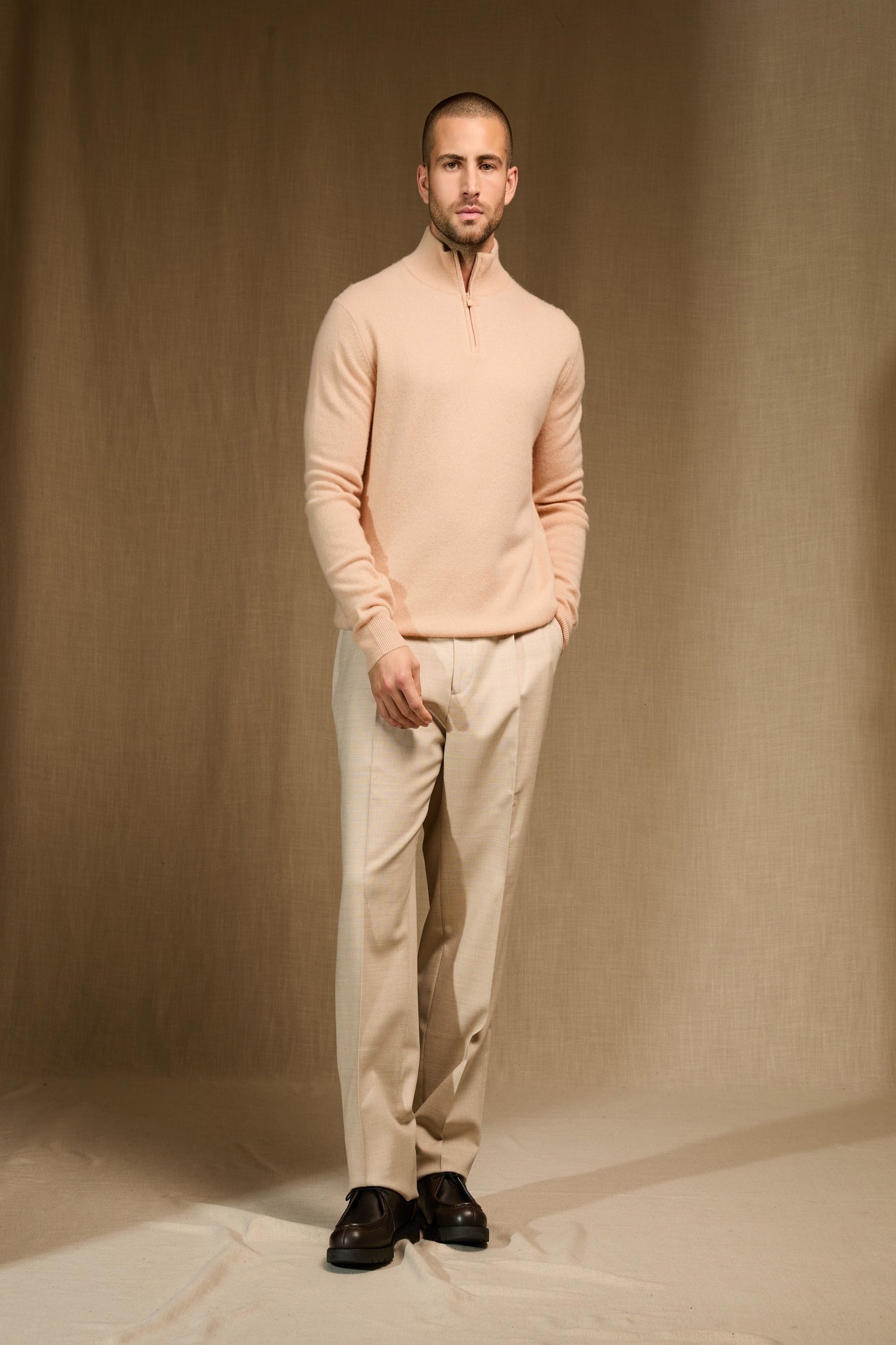 greg pull camionneur beige 100% cachemire