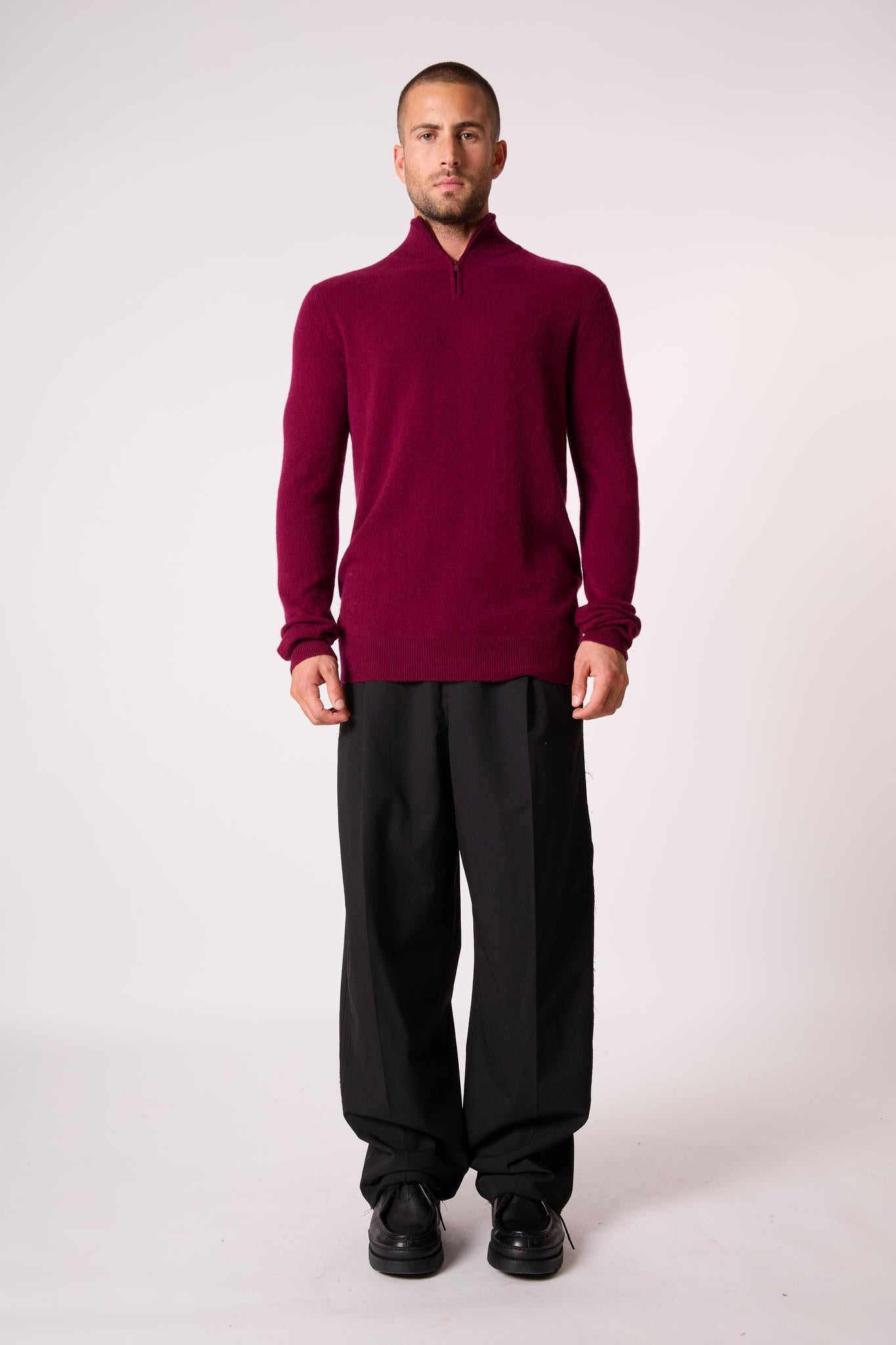 GREG pull camionneur bordeaux 100% cachemire