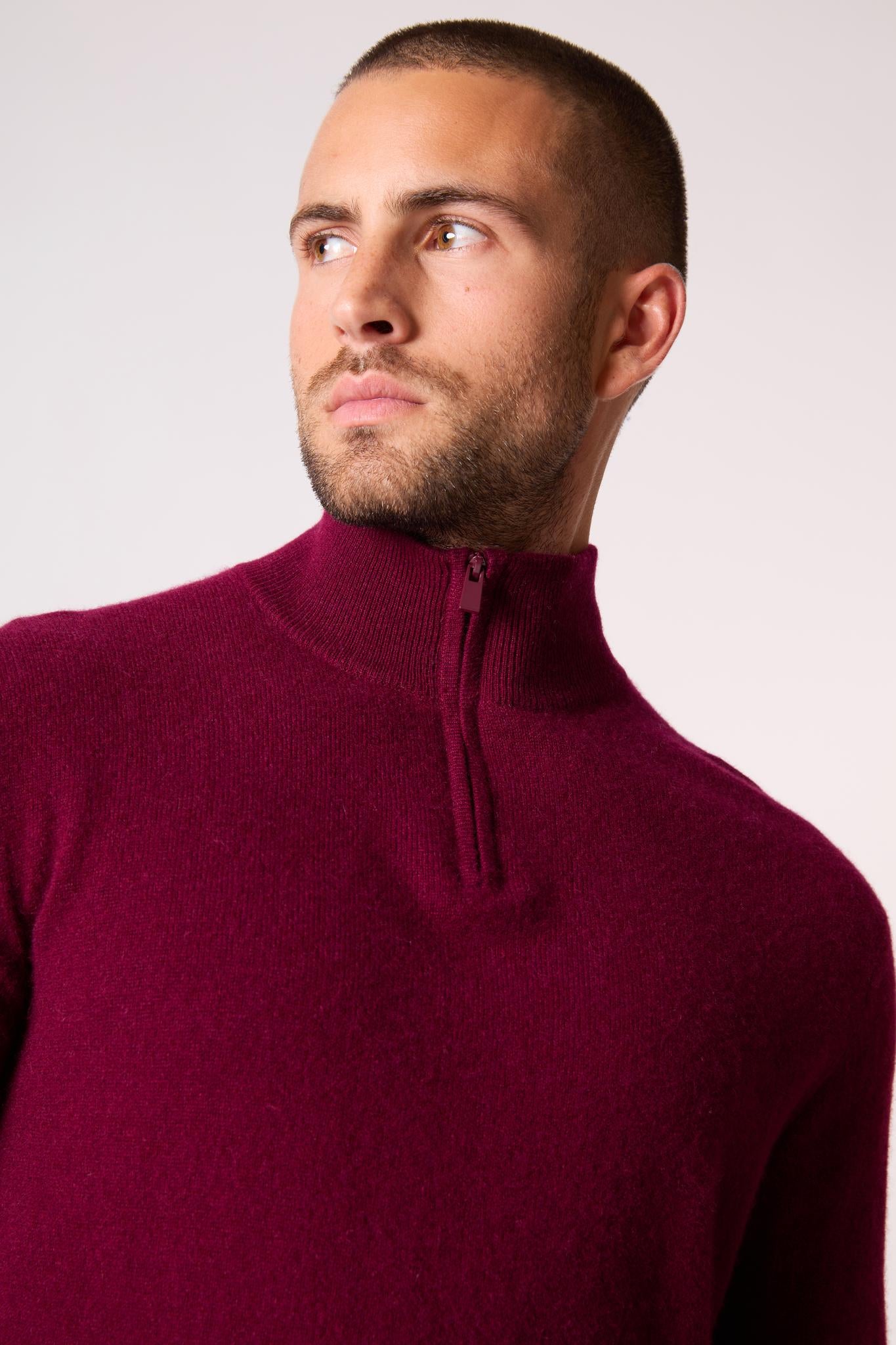 GREG pull camionneur bordeaux 100% cachemire