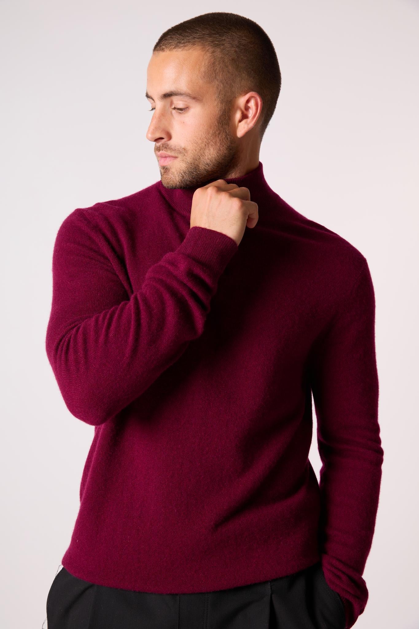 GREG pull camionneur bordeaux 100% cachemire