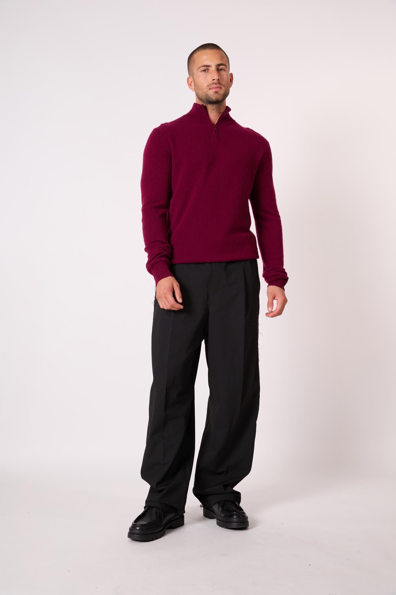 GREG pull camionneur bordeaux 100% cachemire