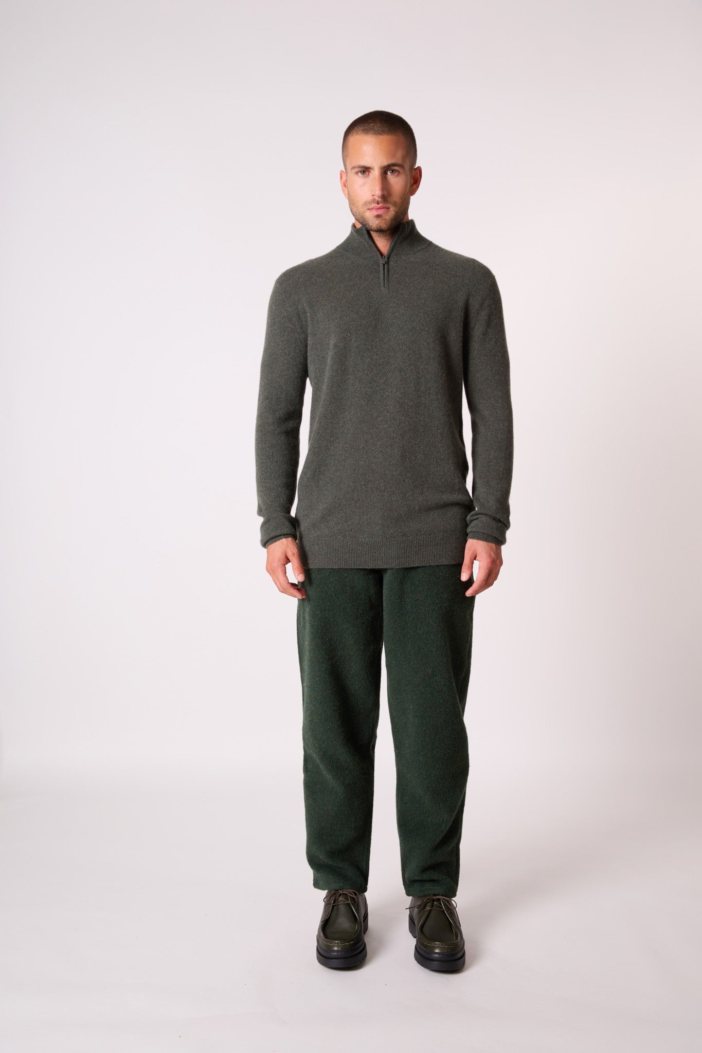 greg pull camionneur kaki chiné 100% cachemire