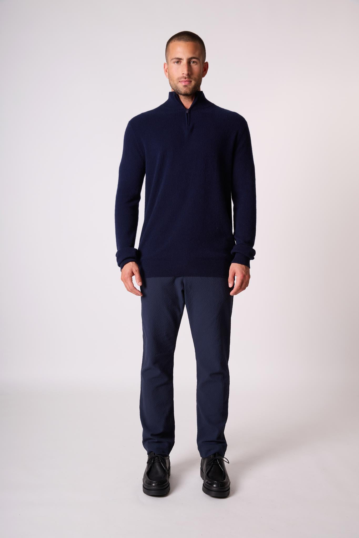 GREG pull camionneur navy 100% cachemire