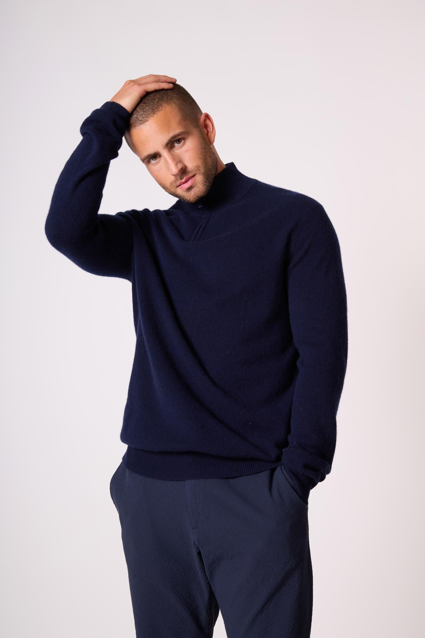 GREG pull camionneur navy 100% cachemire