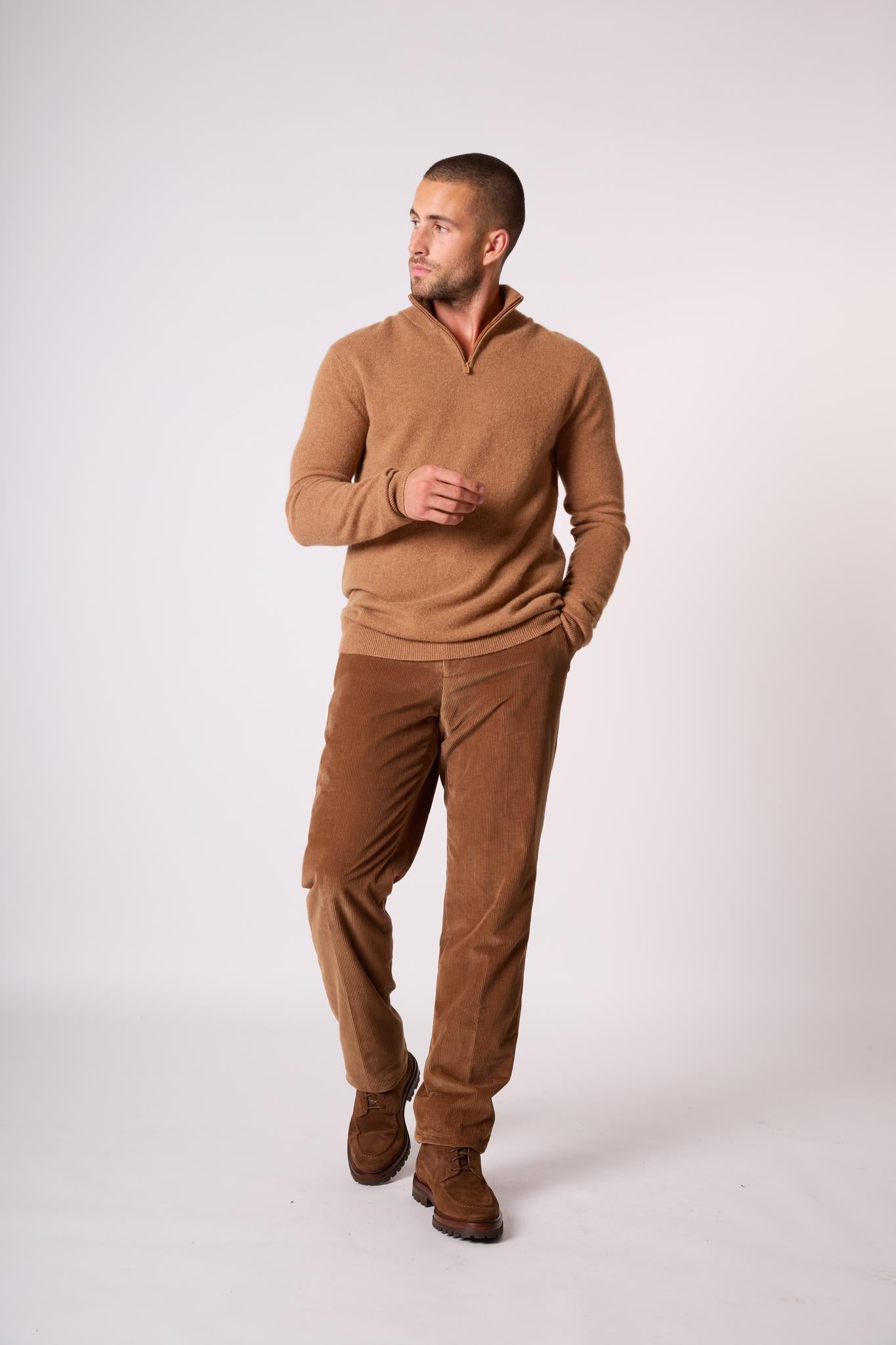 GREG pull camionneur noisette 100% cachemire