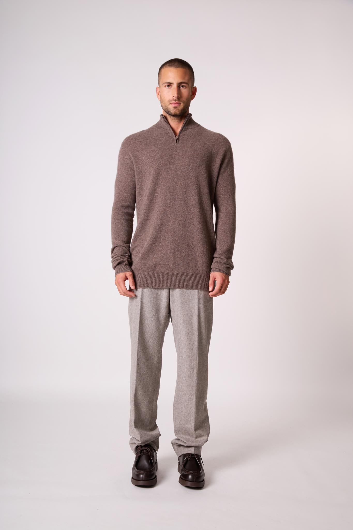 GREG pull camionneur taupe chiné 100% cachemire