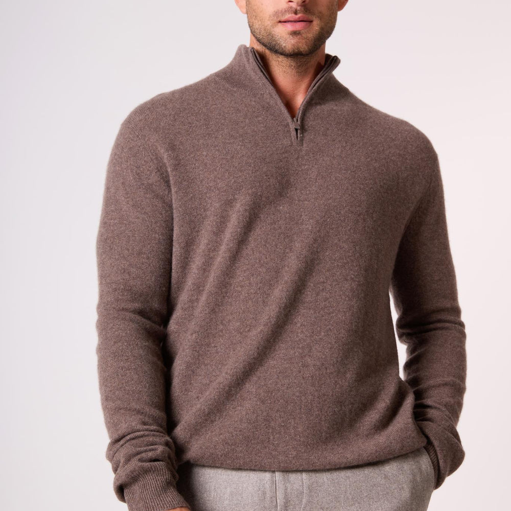 GREG pull camionneur taupe chiné 100% cachemire