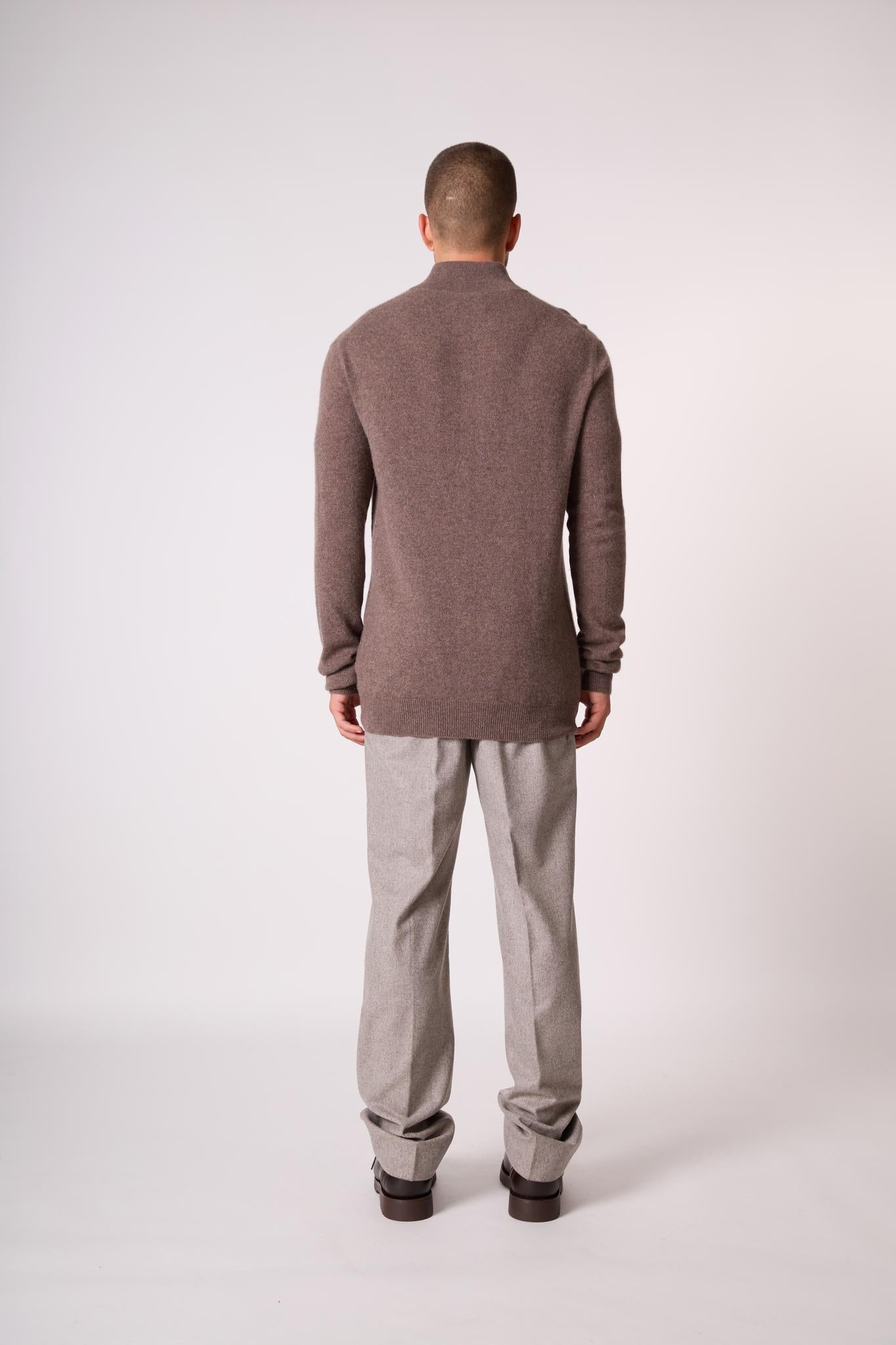 GREG pull camionneur taupe chiné 100% cachemire