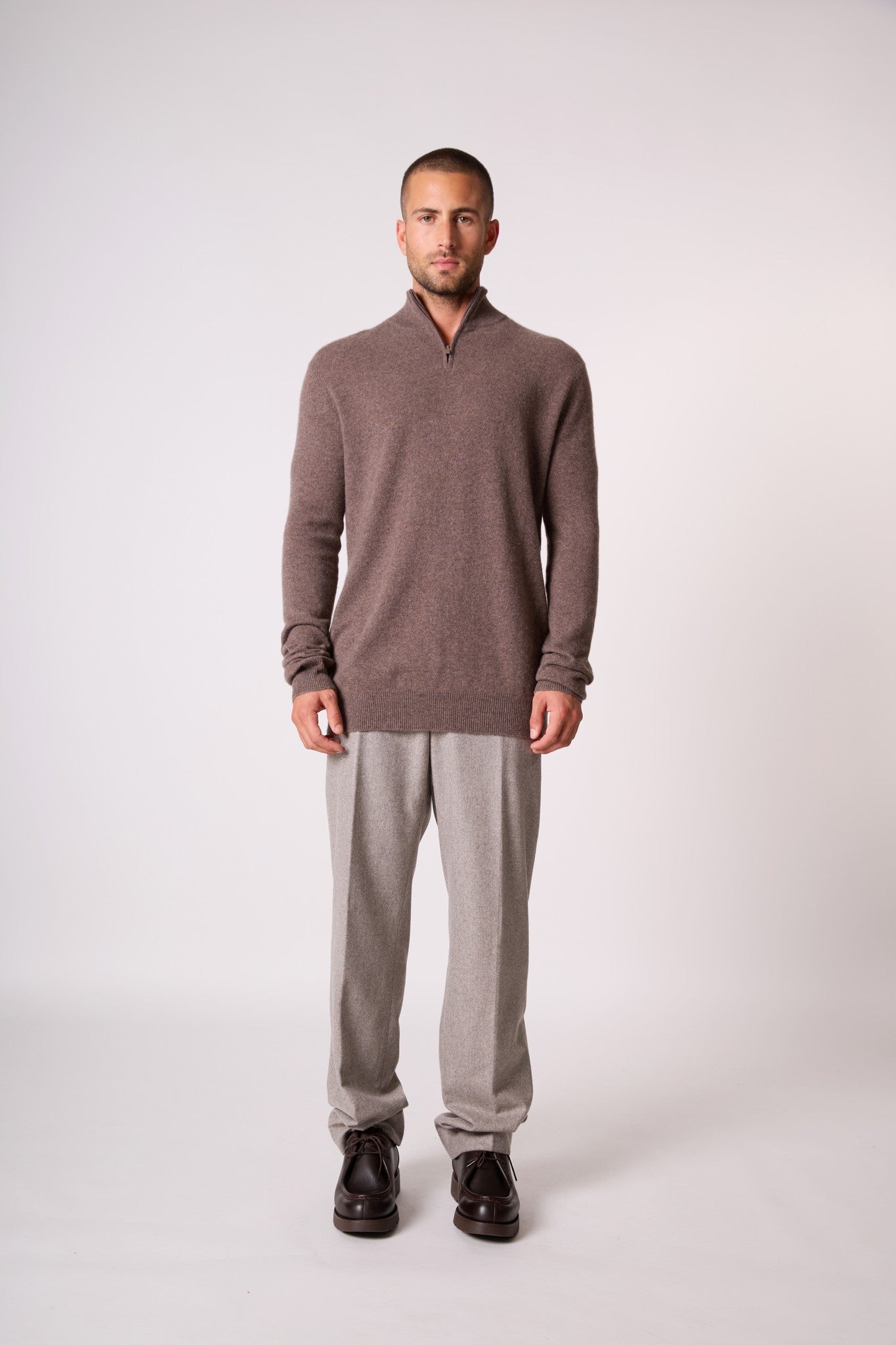 greg pull camionneur taupe chiné 100% cachemire