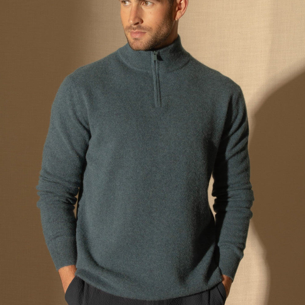 greg pull camionneur vert canard chiné 100% cachemire