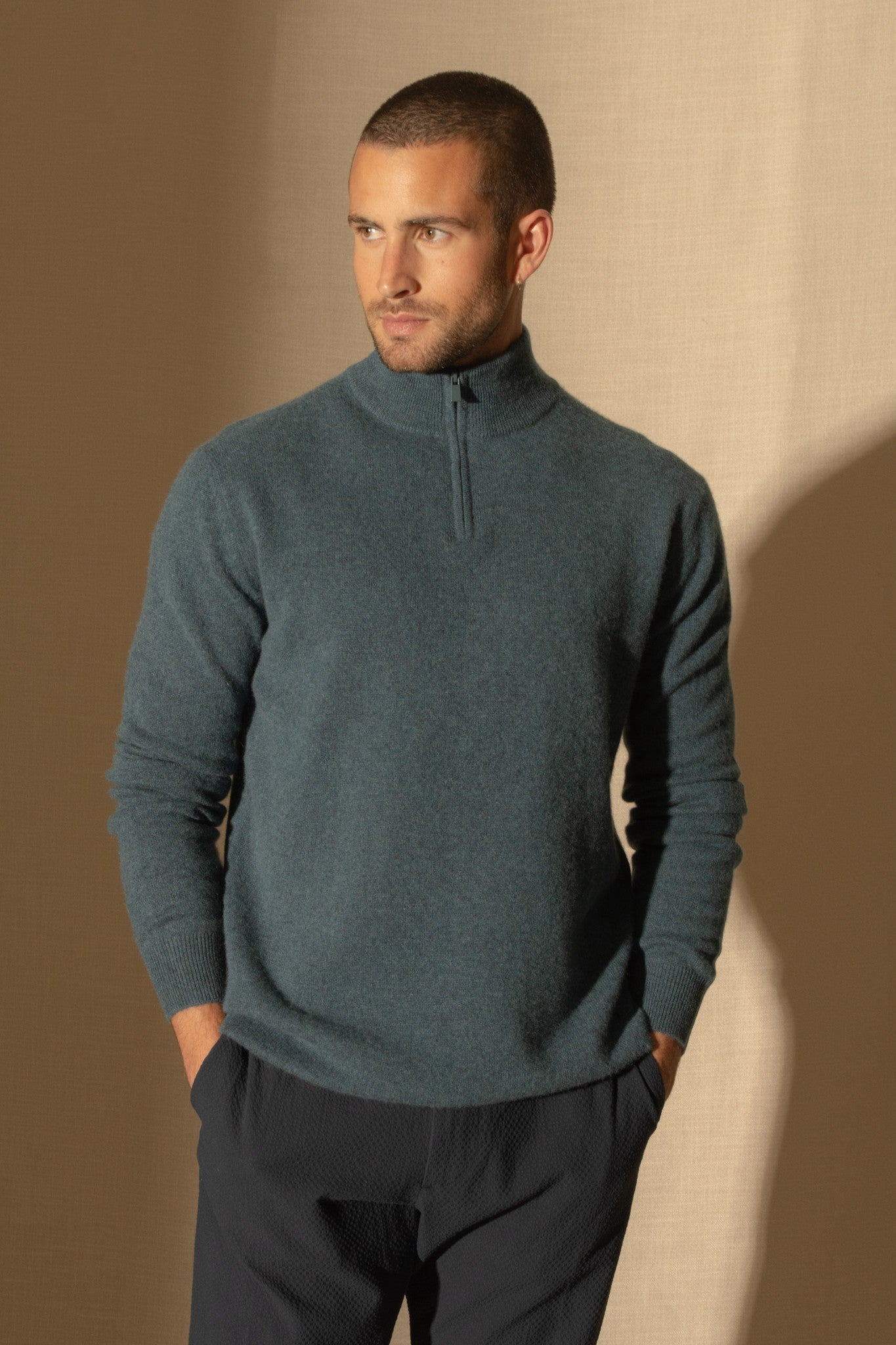 greg pull camionneur vert canard chiné 100% cachemire