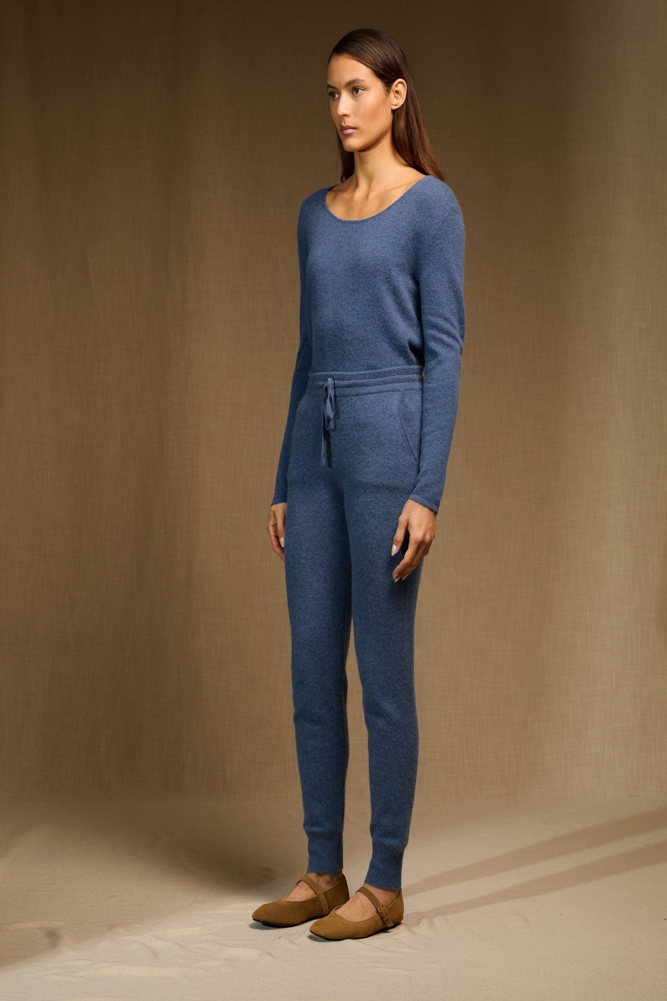 gwen jogging bleu denim 100% cachemire