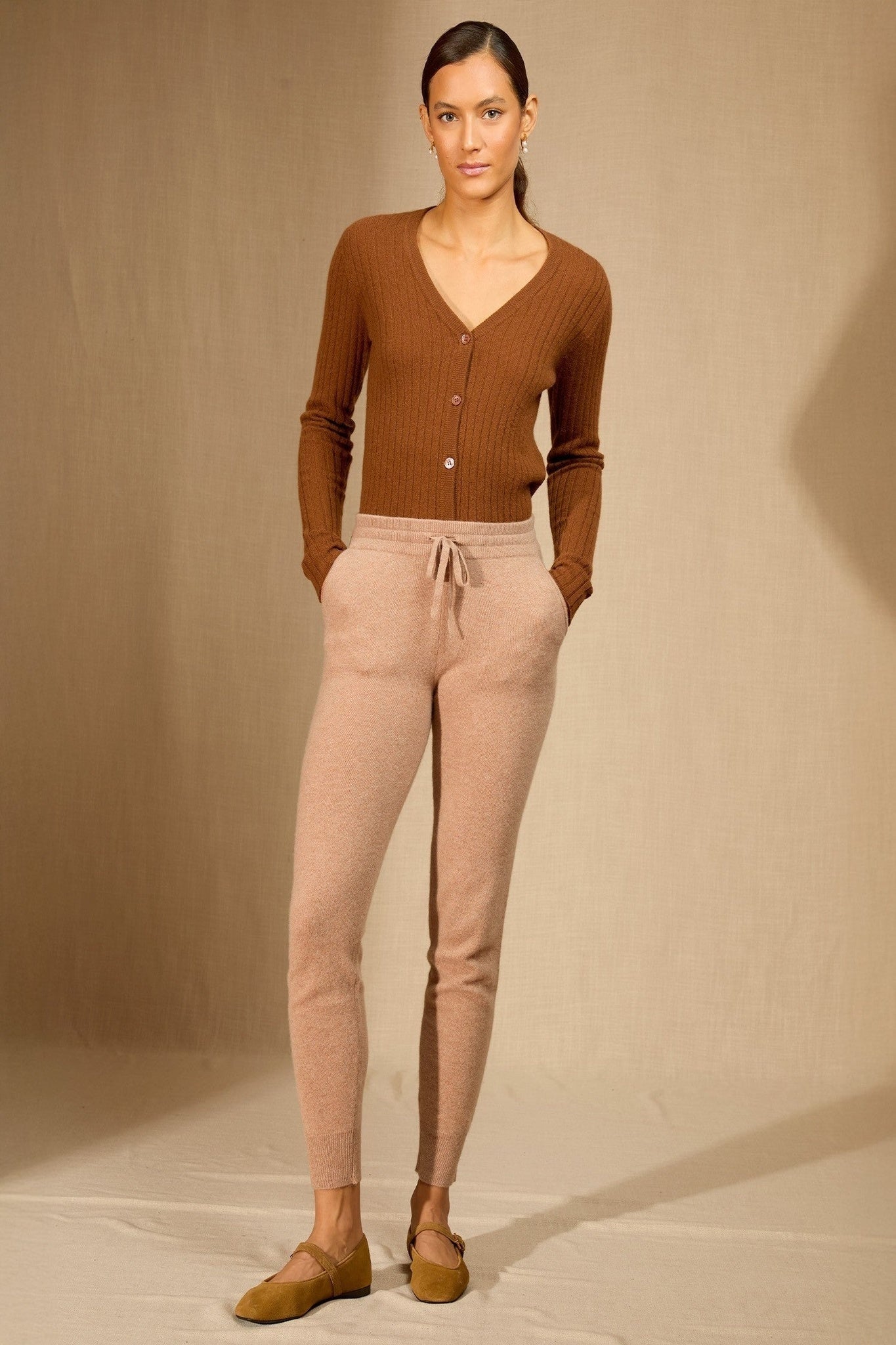 gwen jogging camel chiné 100% cachemire