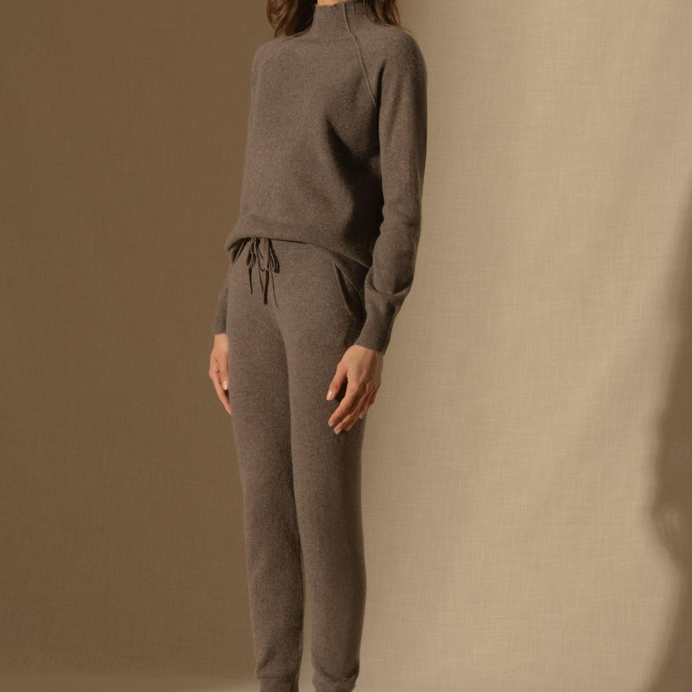 GWEN jogging taupe chiné 100% cachemire