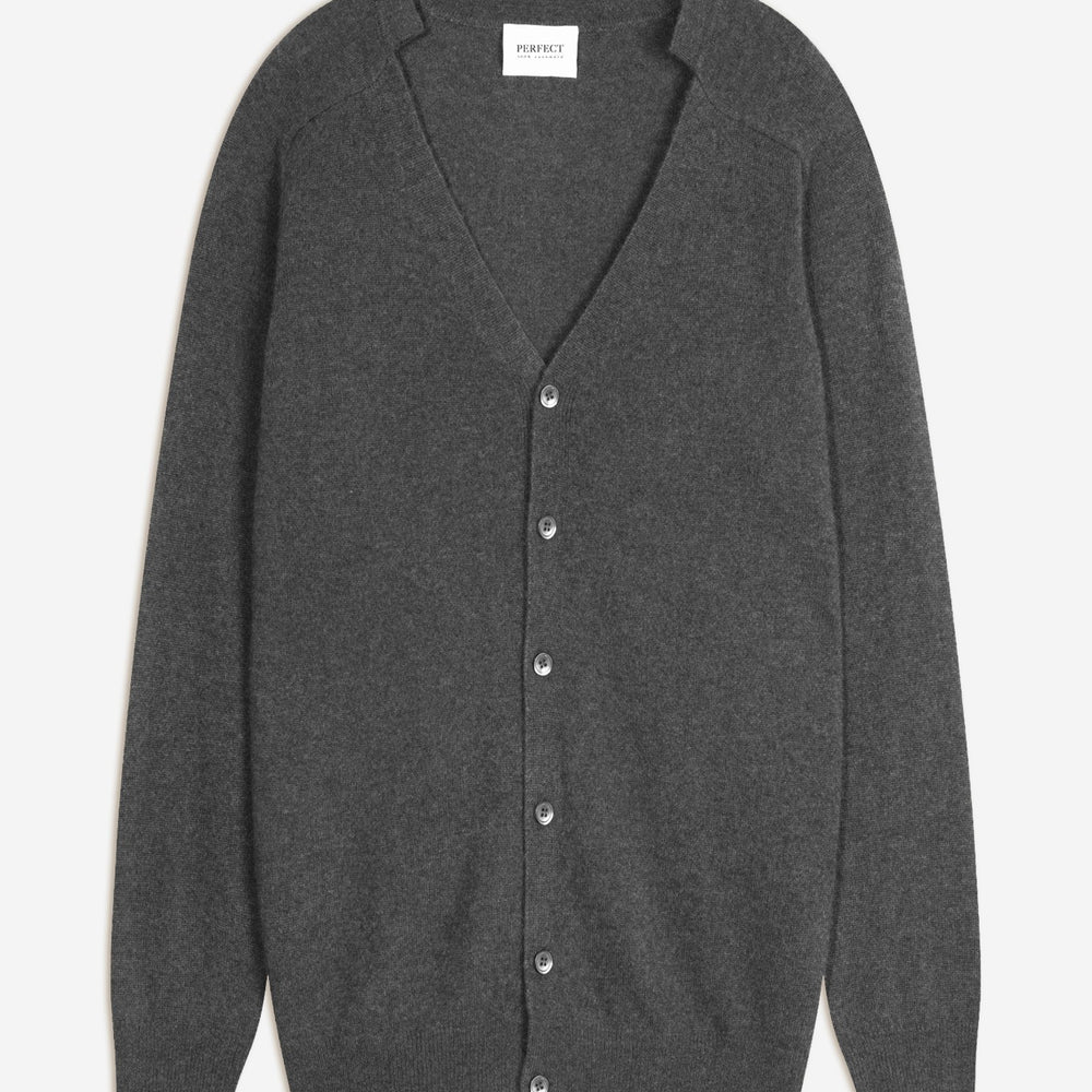 hayfield cardigan col v anthracite chiné 100% cachemire