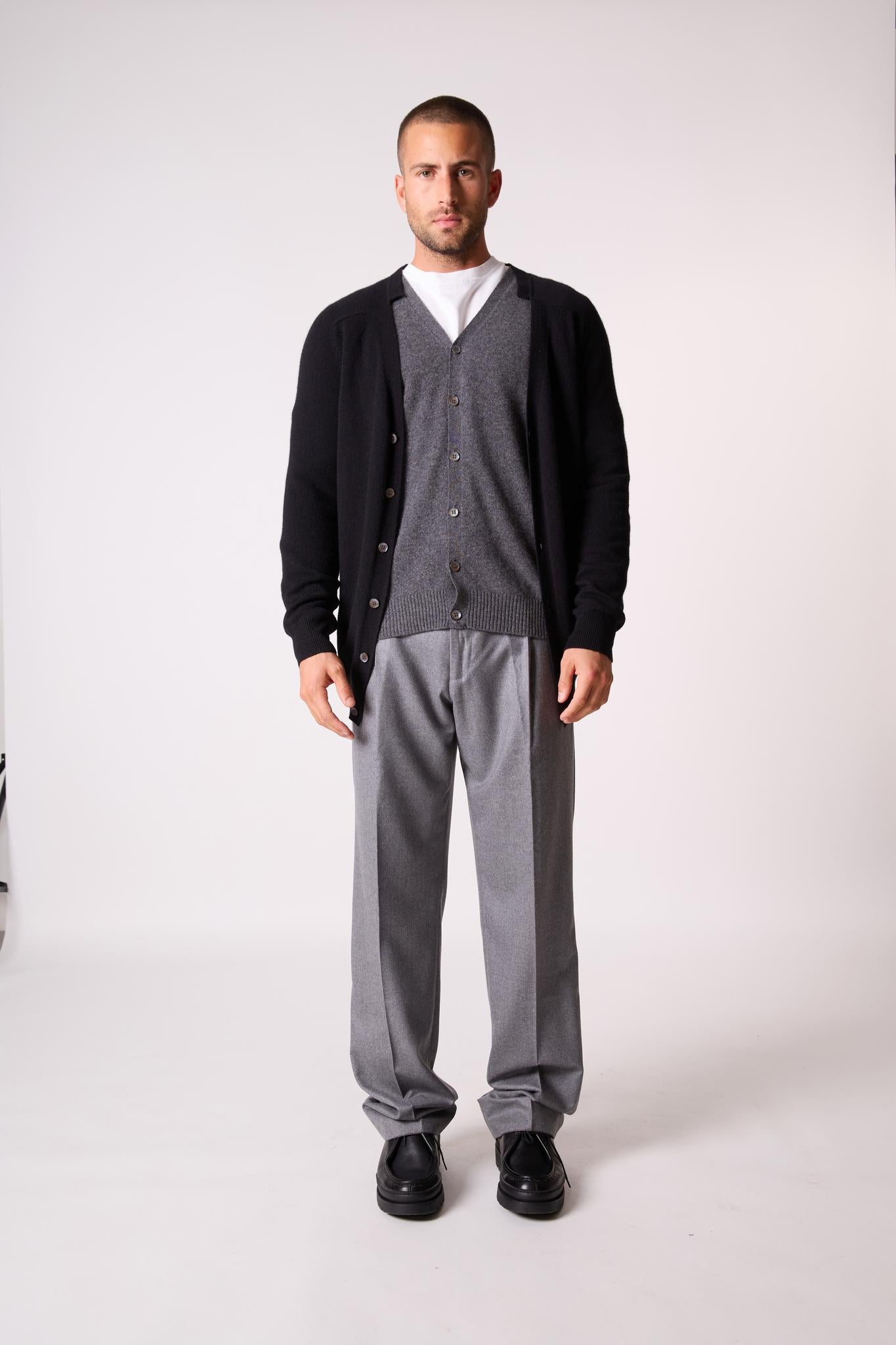 HAYFIELD cardigan col v noir 100% cachemire