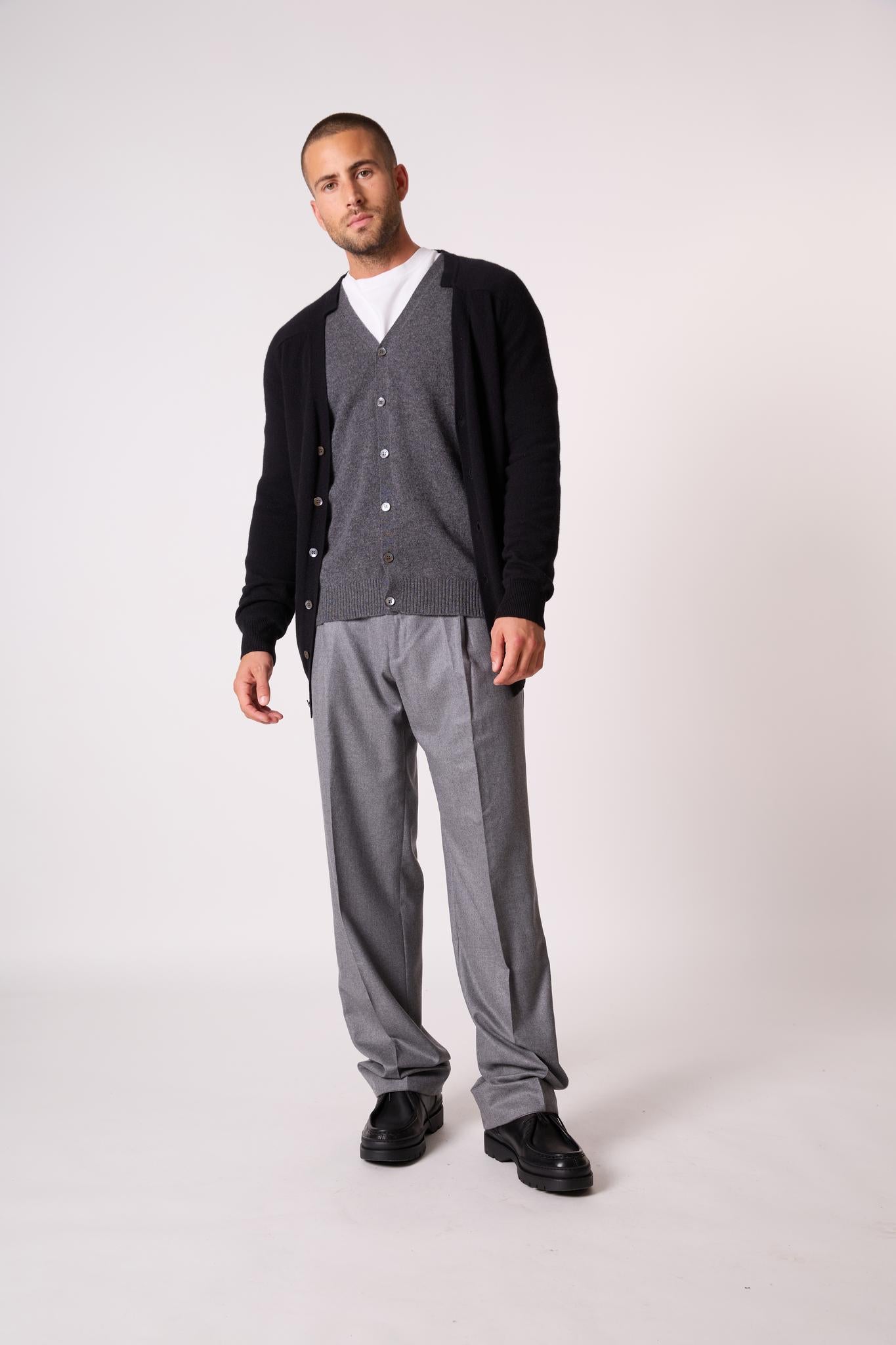 HAYFIELD cardigan col v noir 100% cachemire