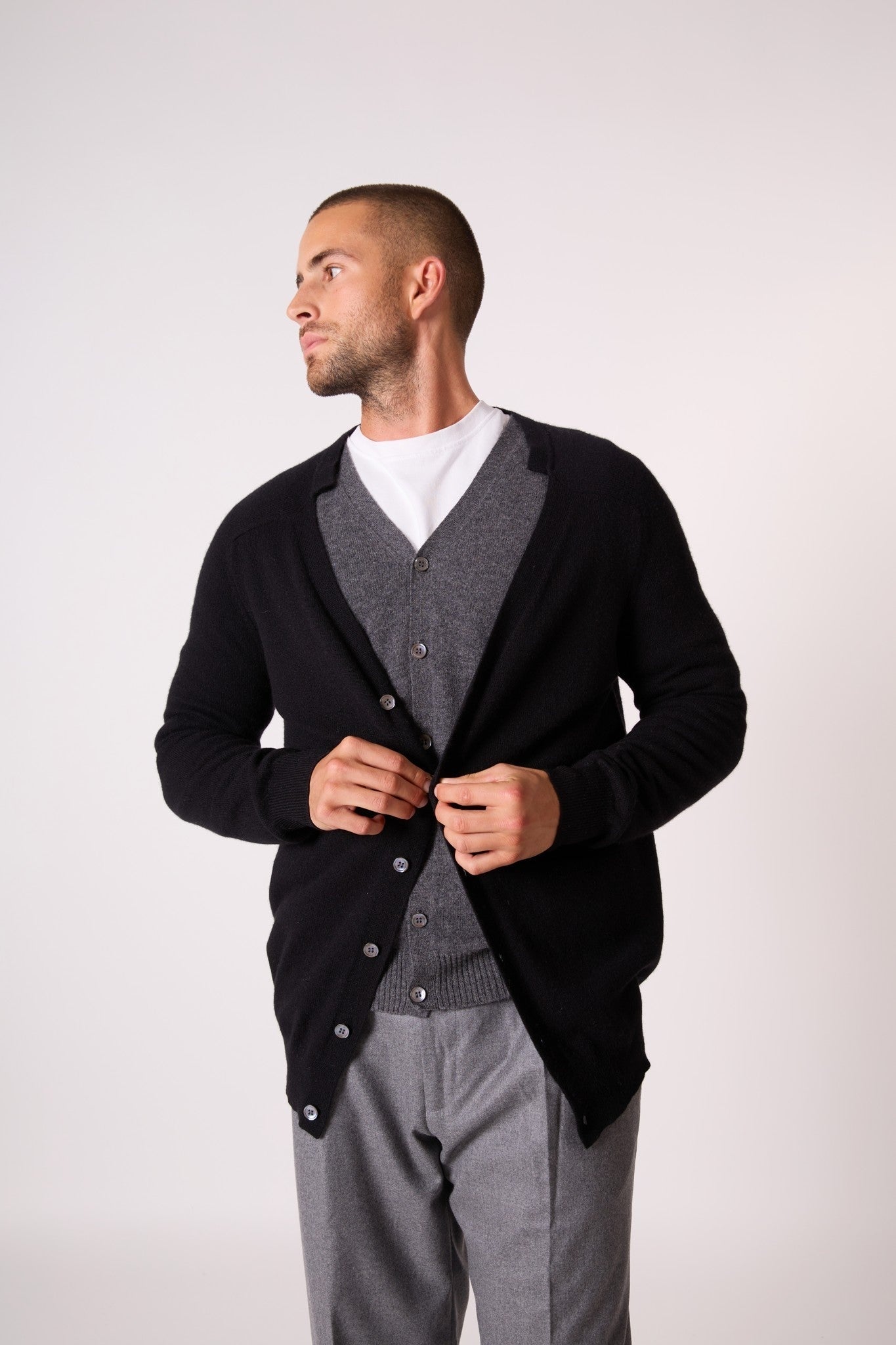 hayfield cardigan col v noir 100% cachemire