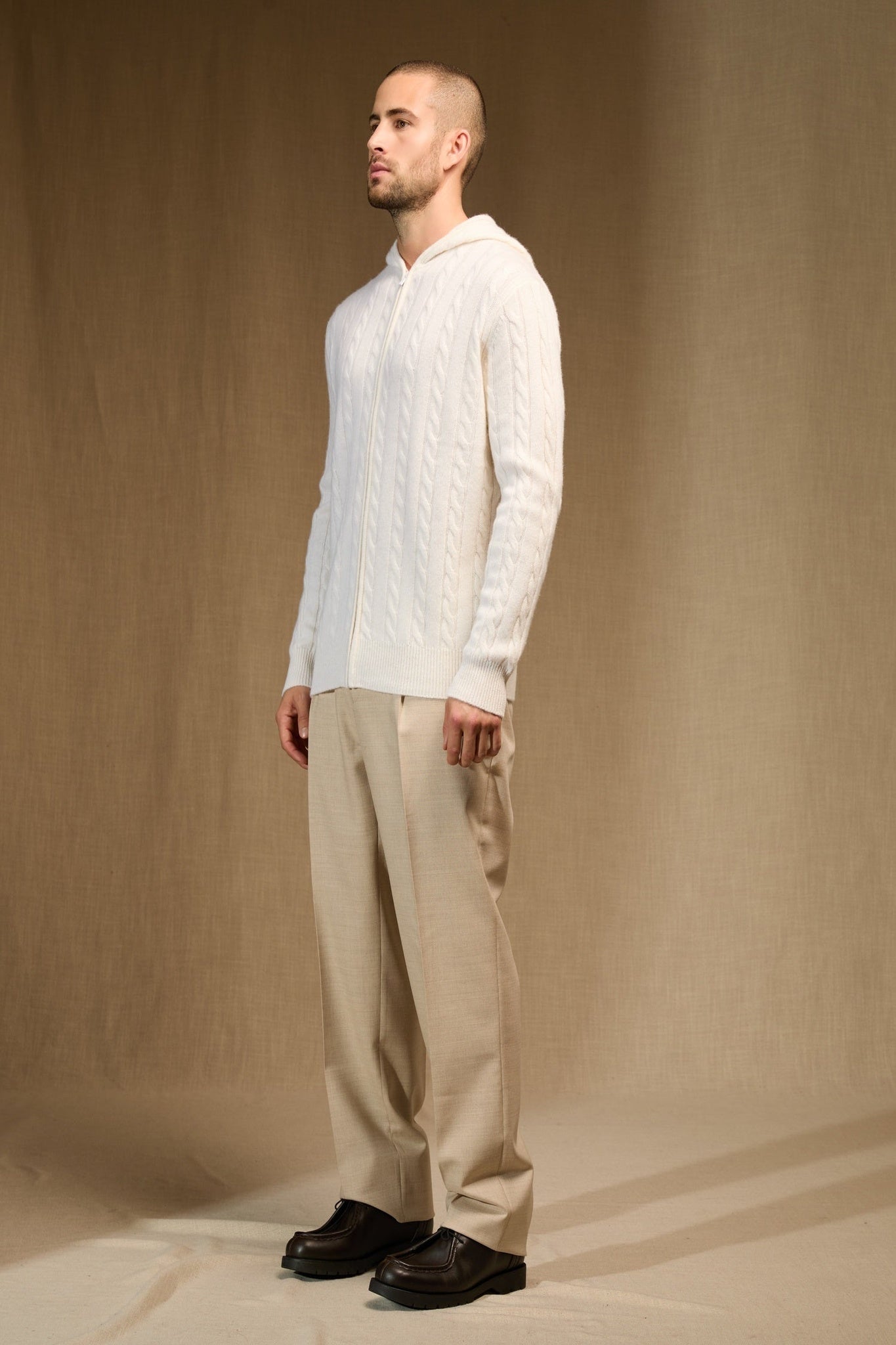 james gilet zippé capuche 4 fils neige 100% cachemire