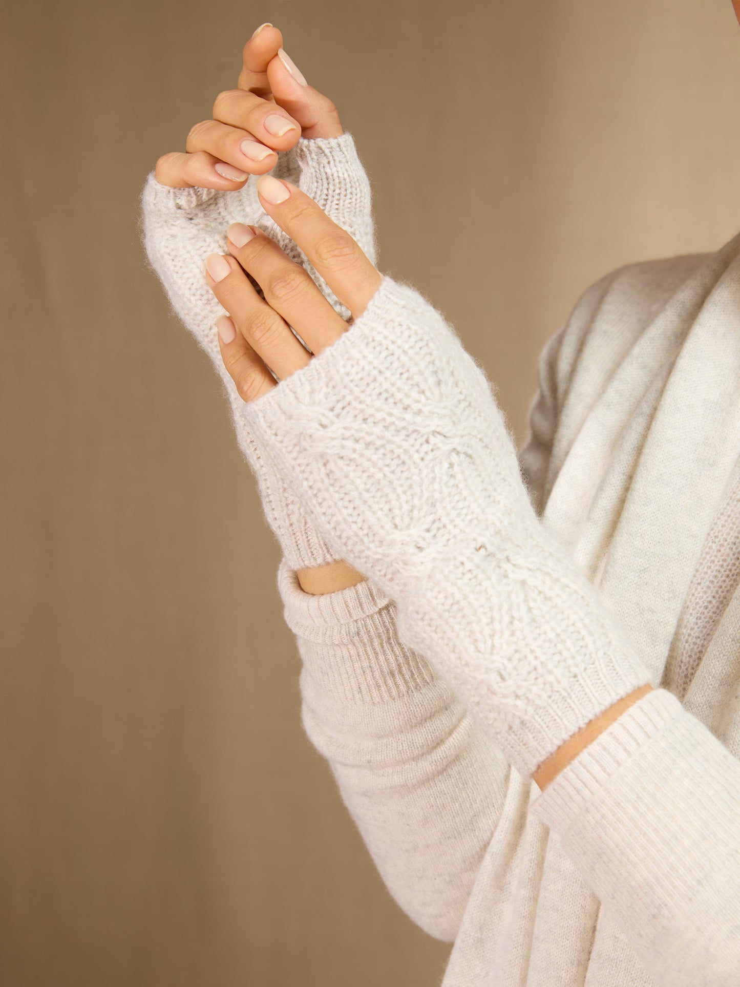 JELO mitaines 6 fils gris perle chiné 100% cachemire